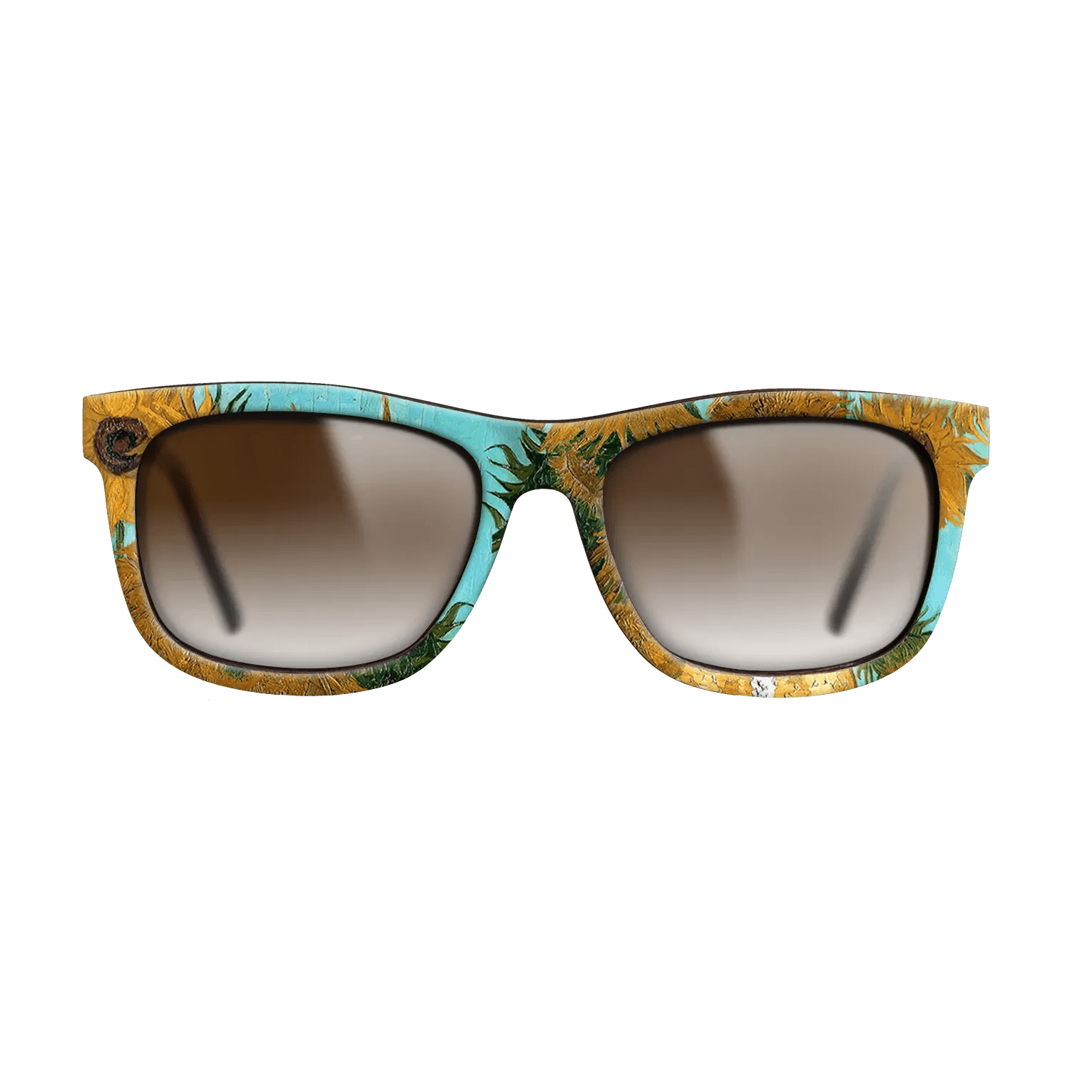 Oil Painting on Straight Grain Walnut: Rococo - Still Life - Vase with Twelve Sunflowers, c.1888 - c.1889 - Vincent van Gogh - The Hero - Square - 1290 - SIRIS wood optic