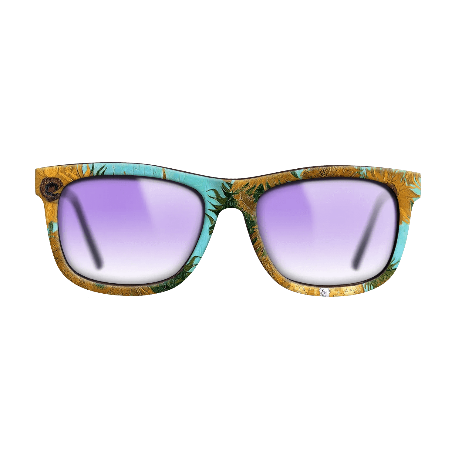 Oil Painting on Straight Grain Walnut: Rococo - Still Life - Vase with Twelve Sunflowers, c.1888 - c.1889 - Vincent van Gogh - The Hero - Square - 1290 - SIRIS wood optic