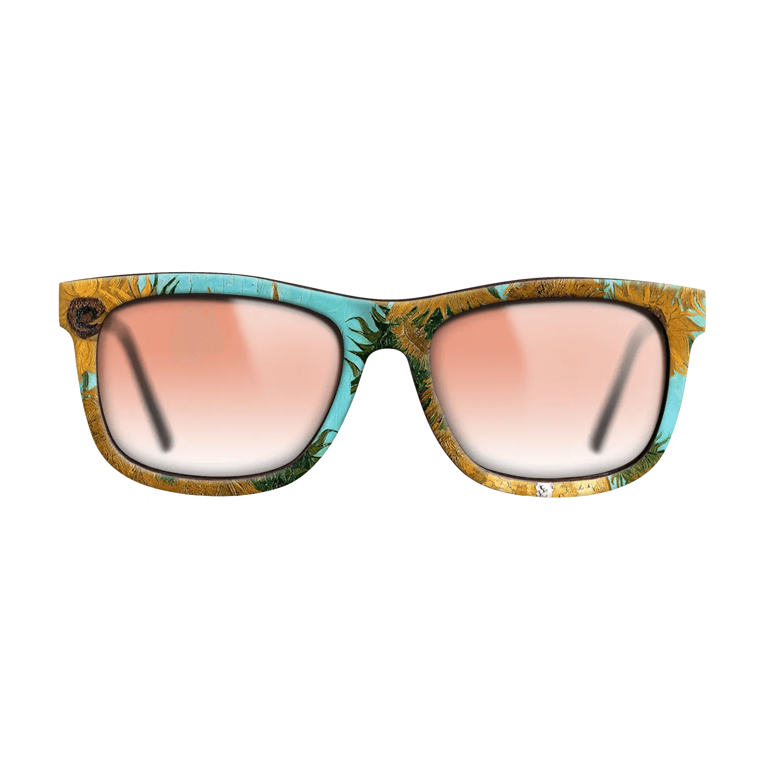 Oil Painting on Straight Grain Walnut: Rococo - Still Life - Vase with Twelve Sunflowers, c.1888 - c.1889 - Vincent van Gogh - The Hero - Square - 1290 - SIRIS wood optic