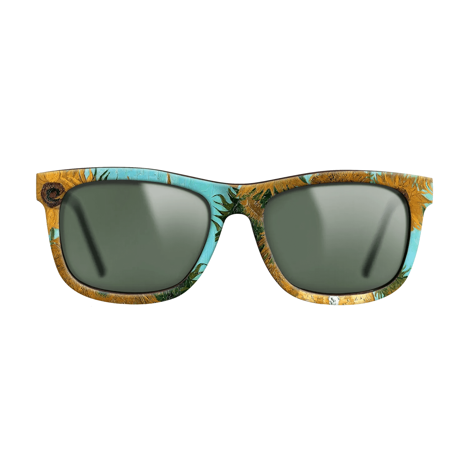 Oil Painting on Straight Grain Walnut: Rococo - Still Life - Vase with Twelve Sunflowers, c.1888 - c.1889 - Vincent van Gogh - The Hero - Square - 1290 - SIRIS wood optic