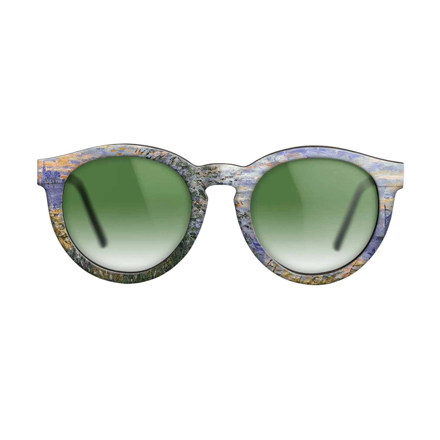 Oil Painting on Straight Grain Walnut: Rococo - Sunset on the Siene, 1874 - Claude Monet - The Rebel - Round - 1056 - SIRIS wood optic