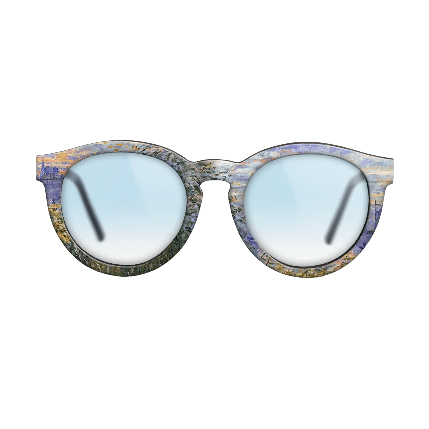 Oil Painting on Straight Grain Walnut: Rococo - Sunset on the Siene, 1874 - Claude Monet - The Rebel - Round - 1056 - SIRIS wood optic