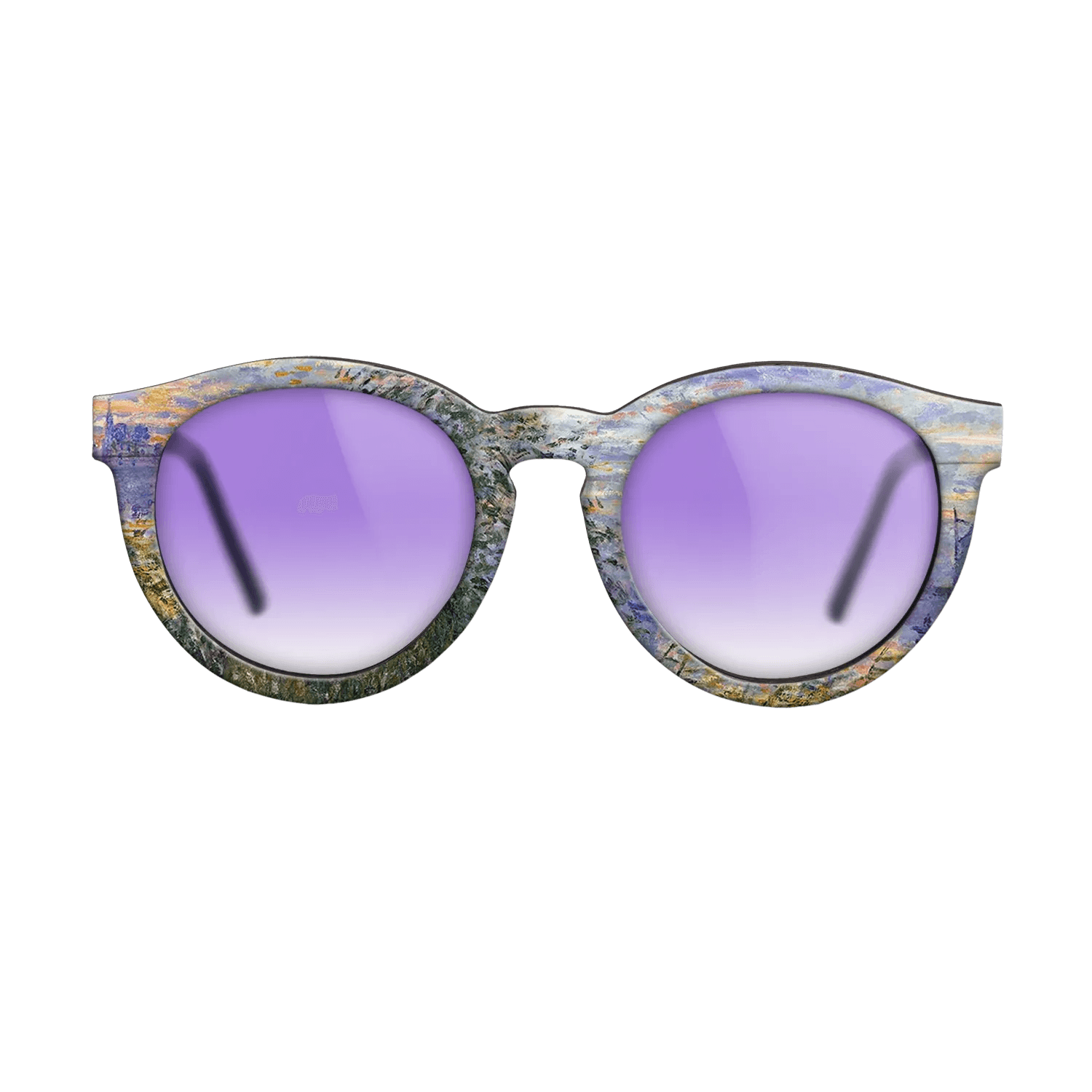 Oil Painting on Straight Grain Walnut: Rococo - Sunset on the Siene, 1874 - Claude Monet - The Rebel - Round - 1056 - SIRIS wood optic