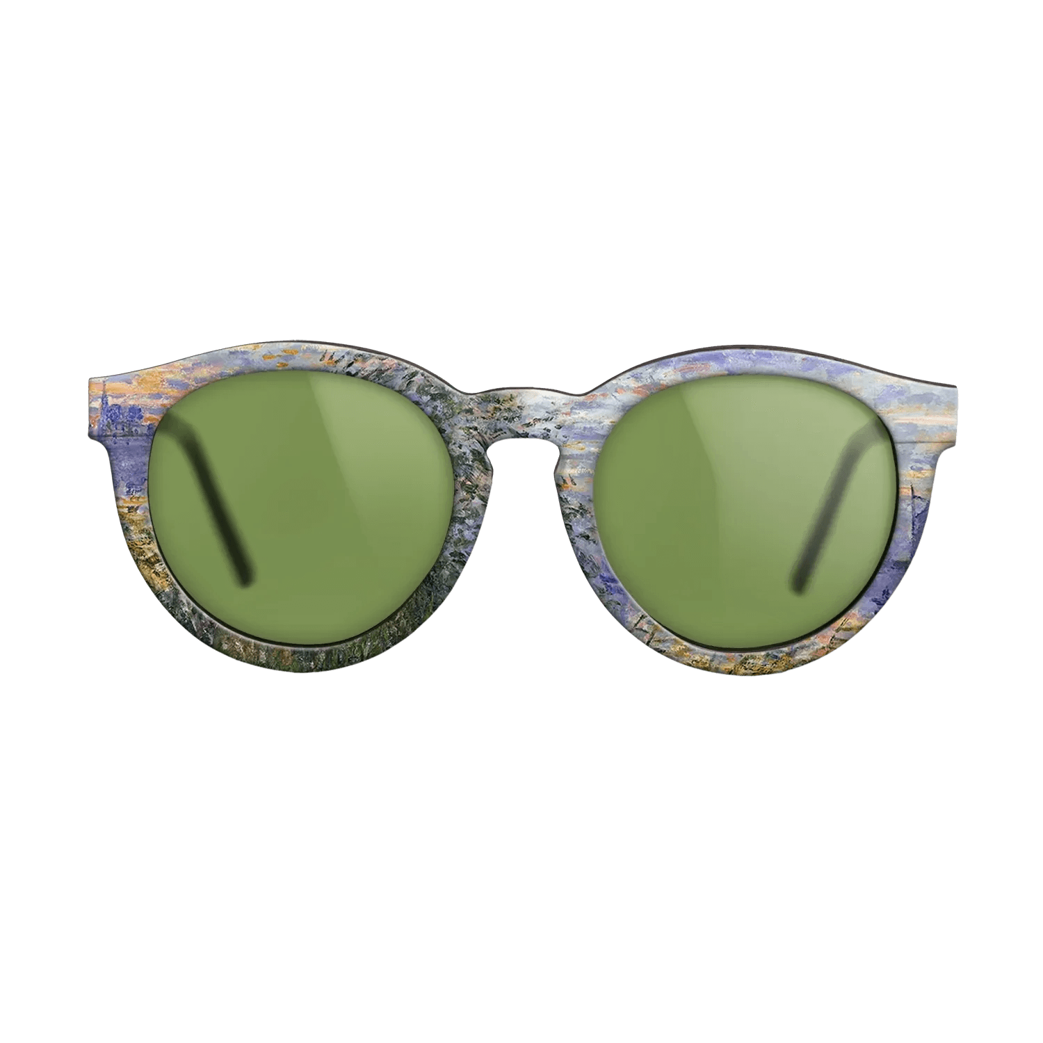 Oil Painting on Straight Grain Walnut: Rococo - Sunset on the Siene, 1874 - Claude Monet - The Rebel - Round - 1056 - SIRIS wood optic