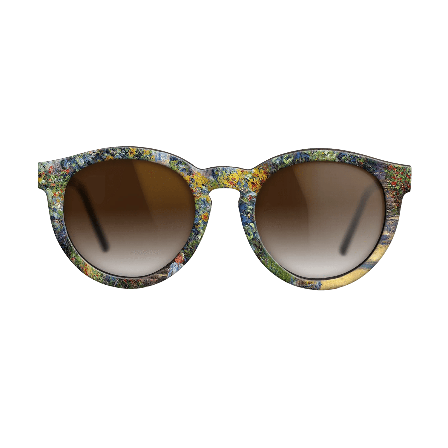 Oil Painting on Straight Grain Walnut: Rococo - The Artist_s Garden at Vétheuil, 1880 - Claude Monet - The Rebel - Round - 1070 - SIRIS wood optic