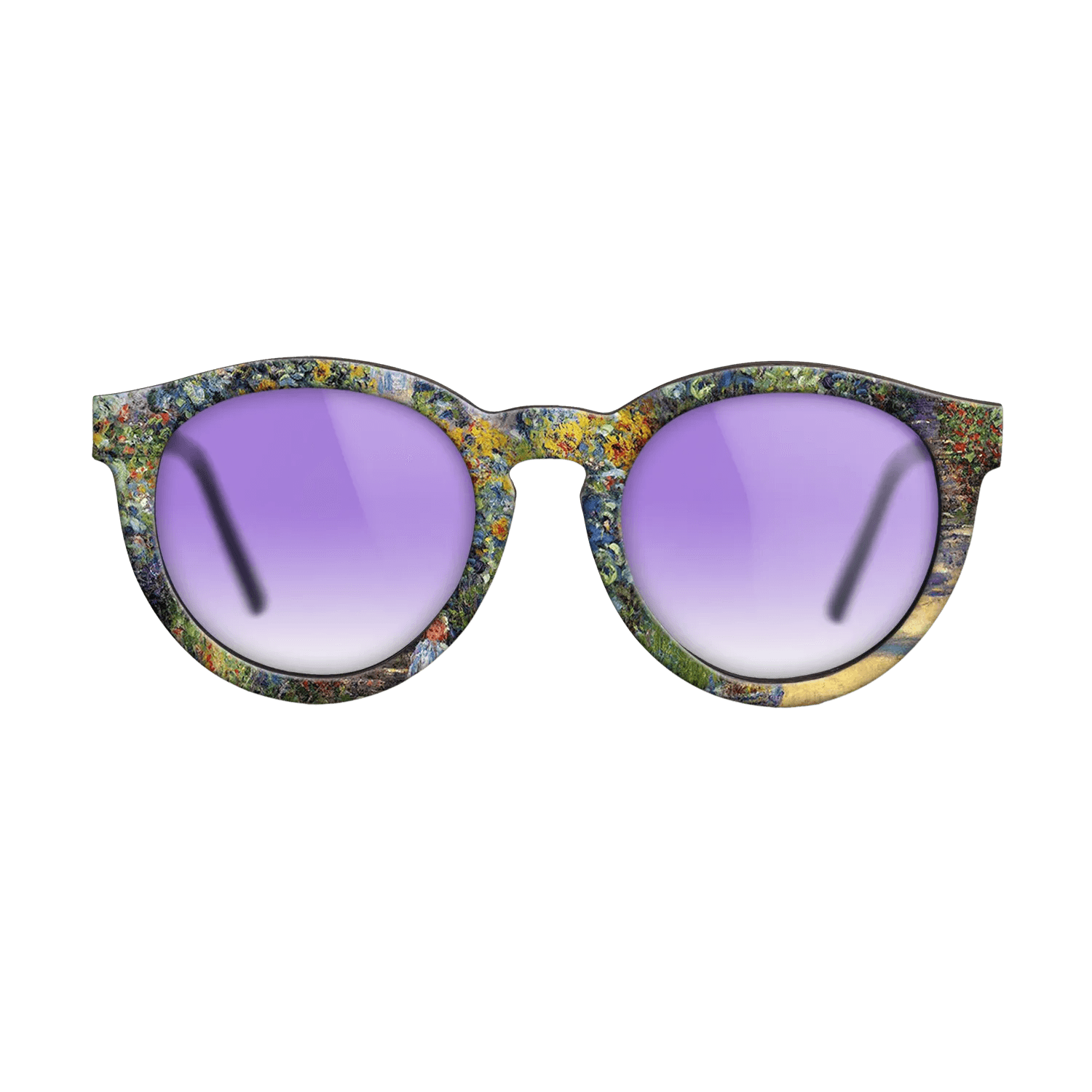 Oil Painting on Straight Grain Walnut: Rococo - The Artist_s Garden at Vétheuil, 1880 - Claude Monet - The Rebel - Round - 1070 - SIRIS wood optic