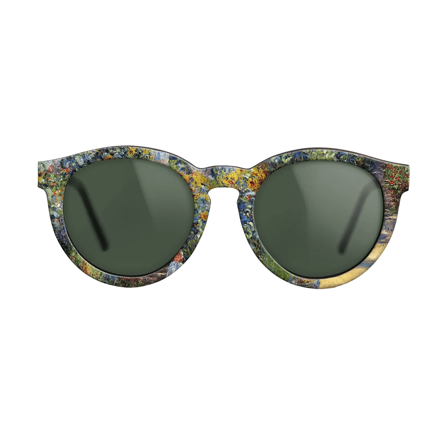 Oil Painting on Straight Grain Walnut: Rococo - The Artist_s Garden at Vétheuil, 1880 - Claude Monet - The Rebel - Round - 1070 - SIRIS wood optic