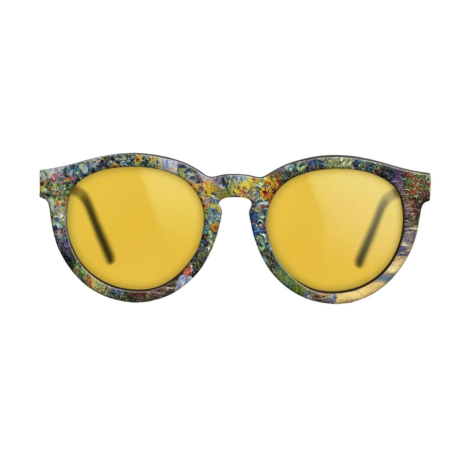 Oil Painting on Straight Grain Walnut: Rococo - The Artist_s Garden at Vétheuil, 1880 - Claude Monet - The Rebel - Round - 1070 - SIRIS wood optic