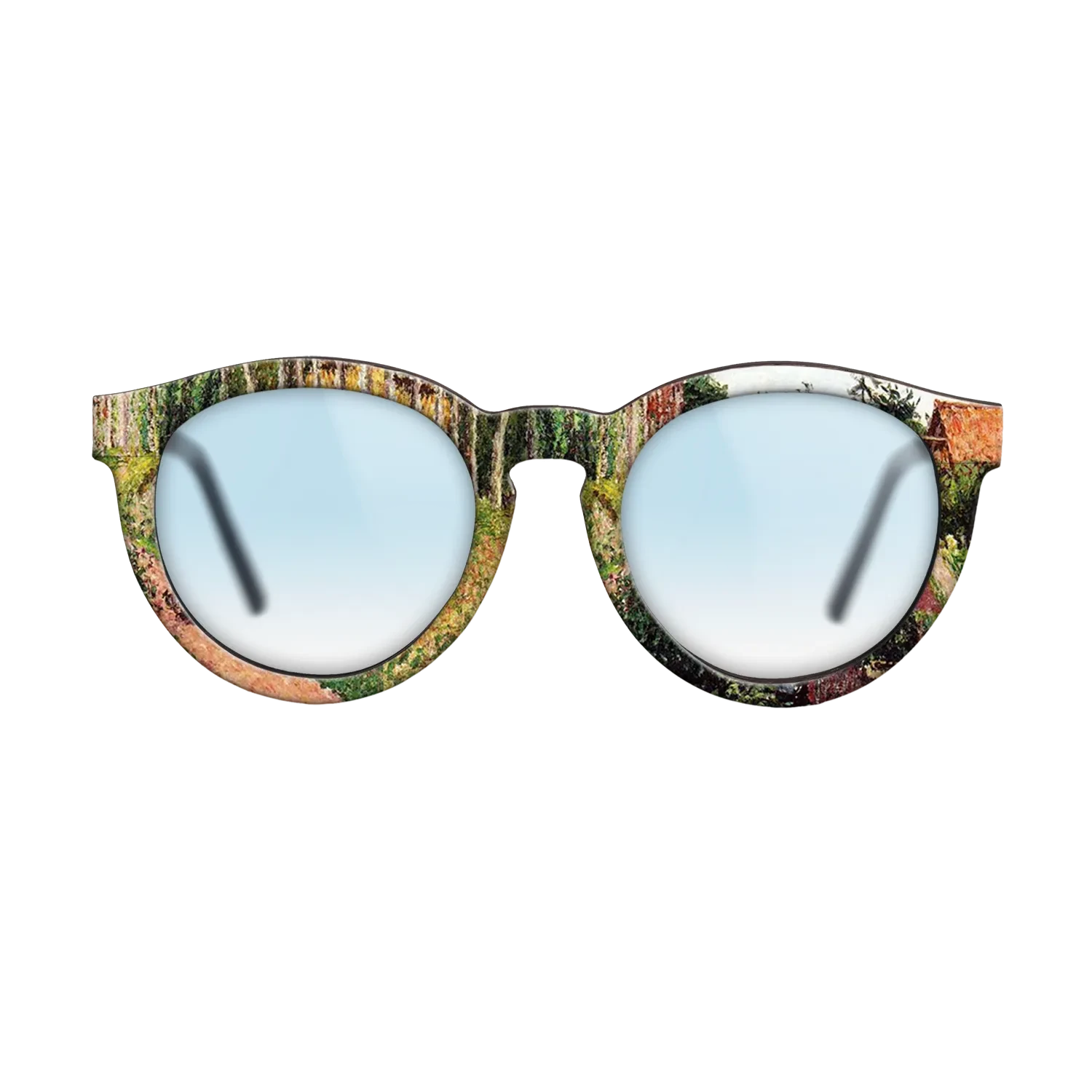 Oil Painting on Straight Grain Walnut: Rococo - The Field by the Ango Inn, Varengeville, 1899 - Camille Pissarro - The Rebel - Round - 1797 - SIRIS wood optic