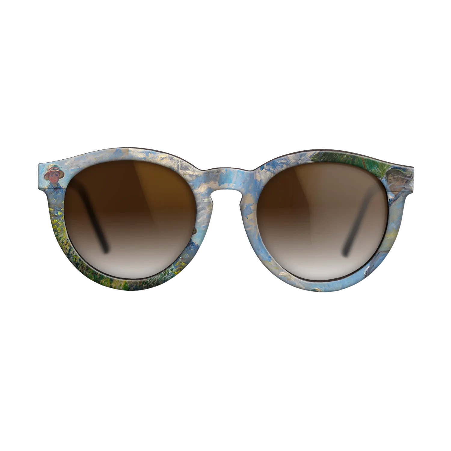 Oil Painting on Straight Grain Walnut: Rococo - The Promenade, Woman with a Parasol, 1875 - Claude Monet - The Rebel - Round - 1101 - SIRIS wood optic