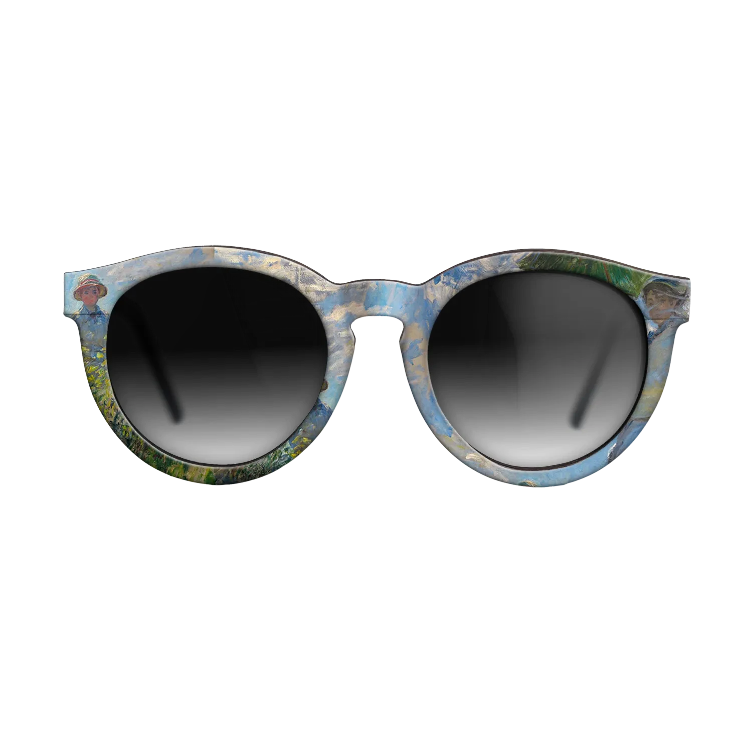 Oil Painting on Straight Grain Walnut: Rococo - The Promenade, Woman with a Parasol, 1875 - Claude Monet - The Rebel - Round - 1101 - SIRIS wood optic