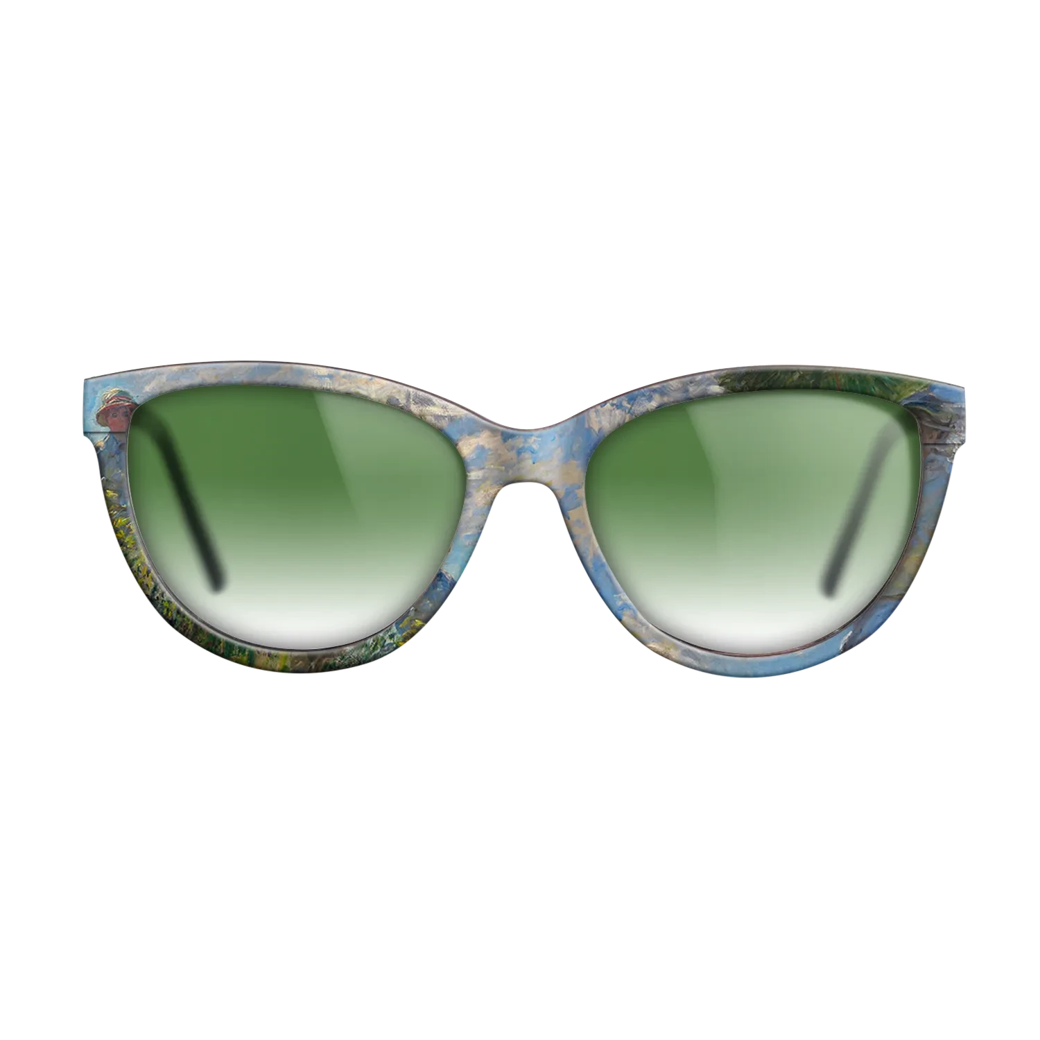 Oil Painting on Straight Grain Walnut: Rococo - The Promenade, Woman with a Parasol, 1875 - Claude Monet - The Maiden - Cat - 1101 - SIRIS wood optic