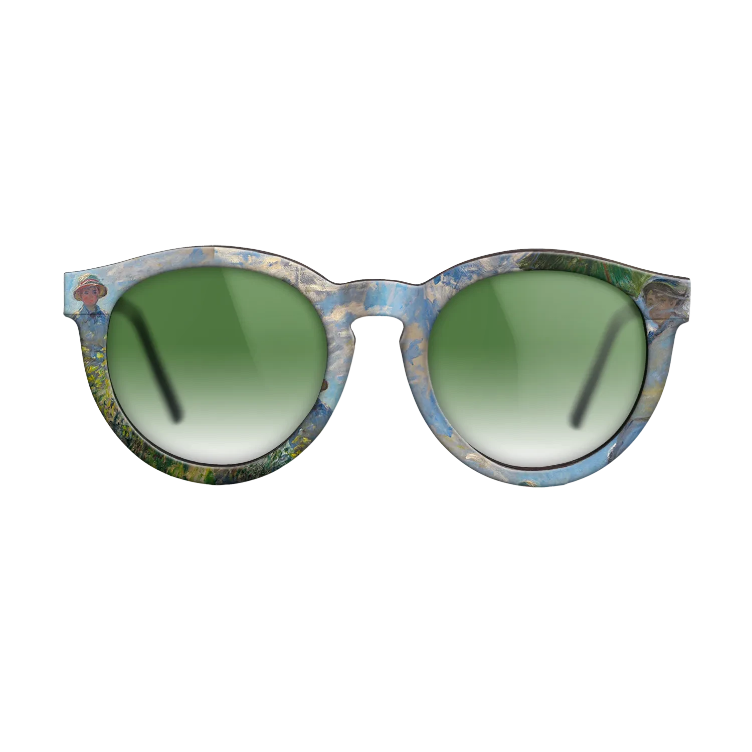 Oil Painting on Straight Grain Walnut: Rococo - The Promenade, Woman with a Parasol, 1875 - Claude Monet - The Rebel - Round - 1101 - SIRIS wood optic