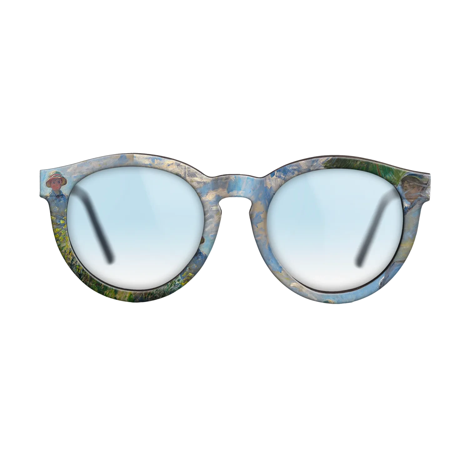 Oil Painting on Straight Grain Walnut: Rococo - The Promenade, Woman with a Parasol, 1875 - Claude Monet - The Rebel - Round - 1101 - SIRIS wood optic