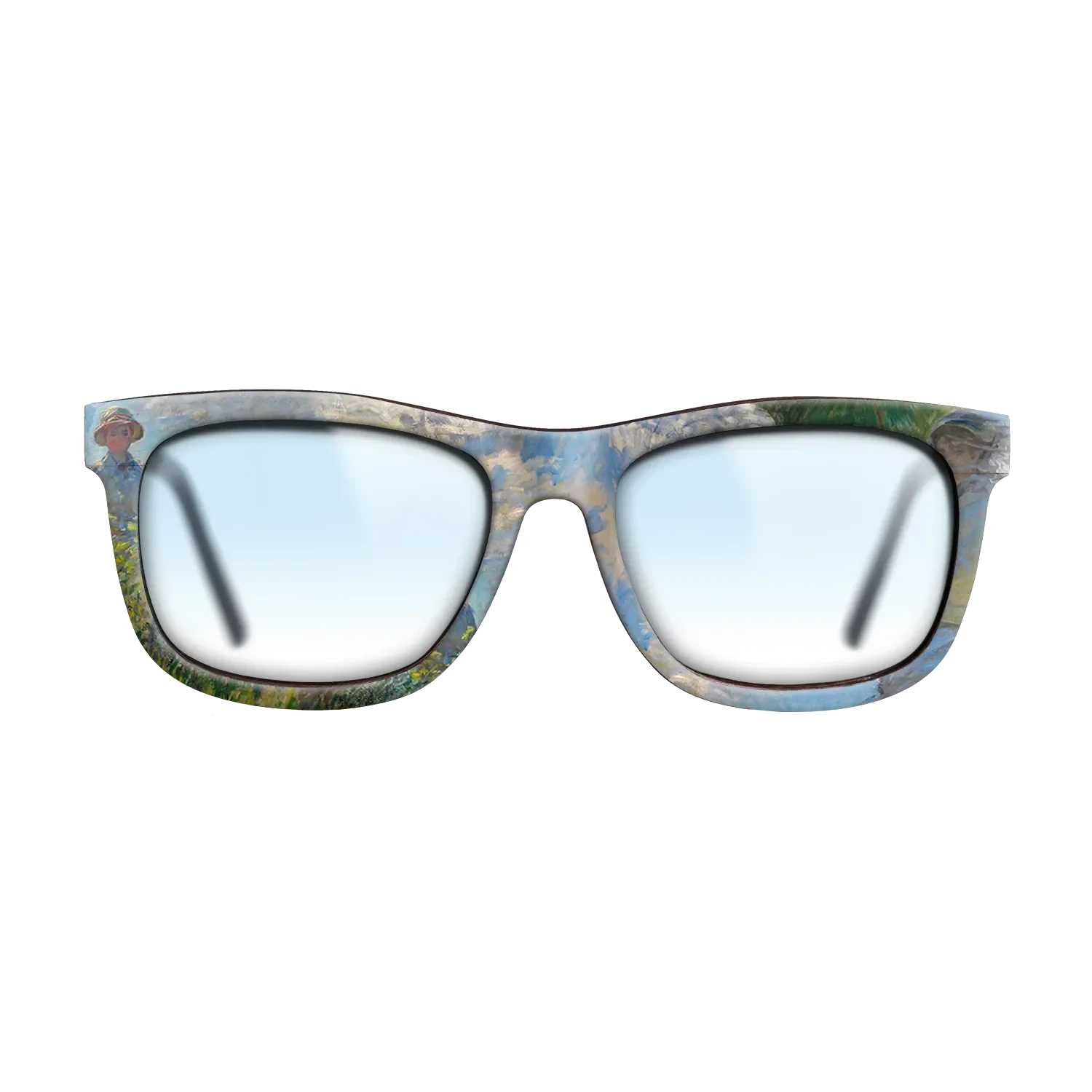 Oil Painting on Straight Grain Walnut: Rococo - The Promenade, Woman with a Parasol, 1875 - Claude Monet - The Hero - Square - 1101 - SIRIS wood optic