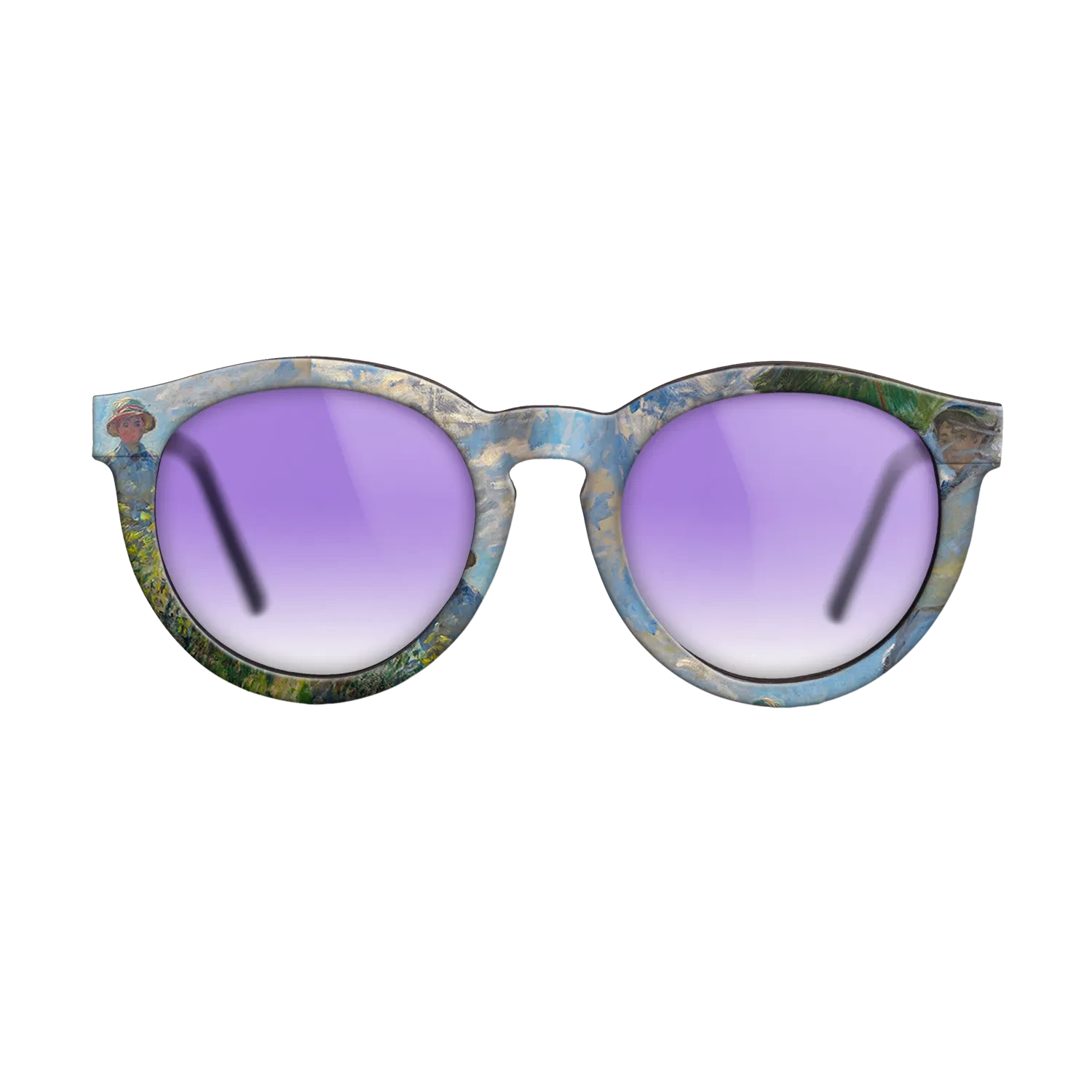 Oil Painting on Straight Grain Walnut: Rococo - The Promenade, Woman with a Parasol, 1875 - Claude Monet - The Rebel - Round - 1101 - SIRIS wood optic