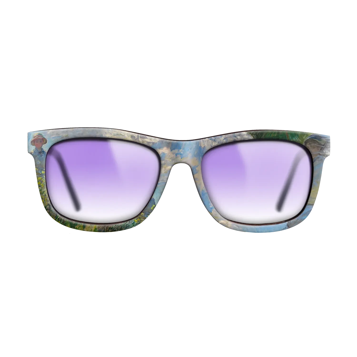 Oil Painting on Straight Grain Walnut: Rococo - The Promenade, Woman with a Parasol, 1875 - Claude Monet - The Hero - Square - 1101 - SIRIS wood optic