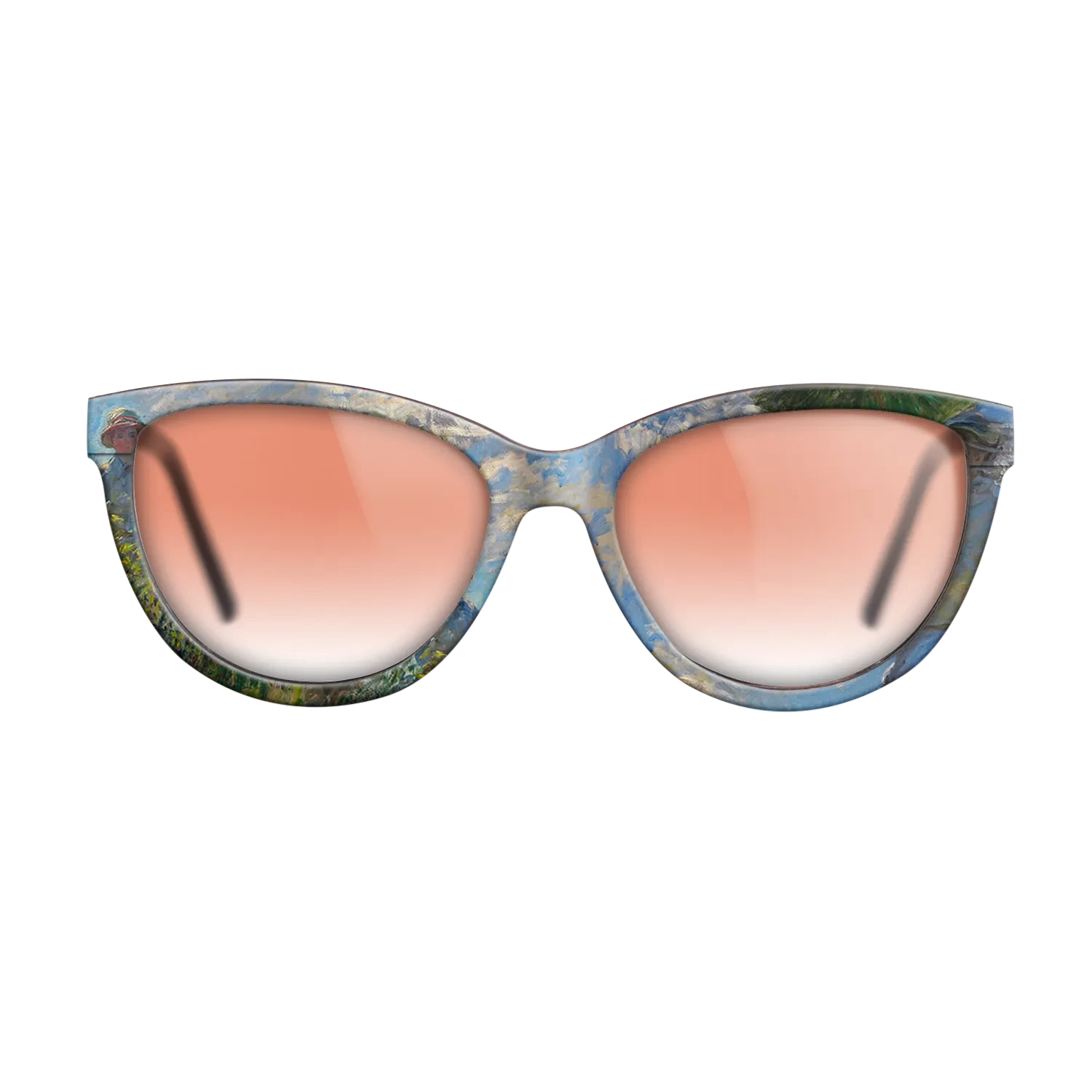 Oil Painting on Straight Grain Walnut: Rococo - The Promenade, Woman with a Parasol, 1875 - Claude Monet - The Maiden - Cat - 1101 - SIRIS wood optic