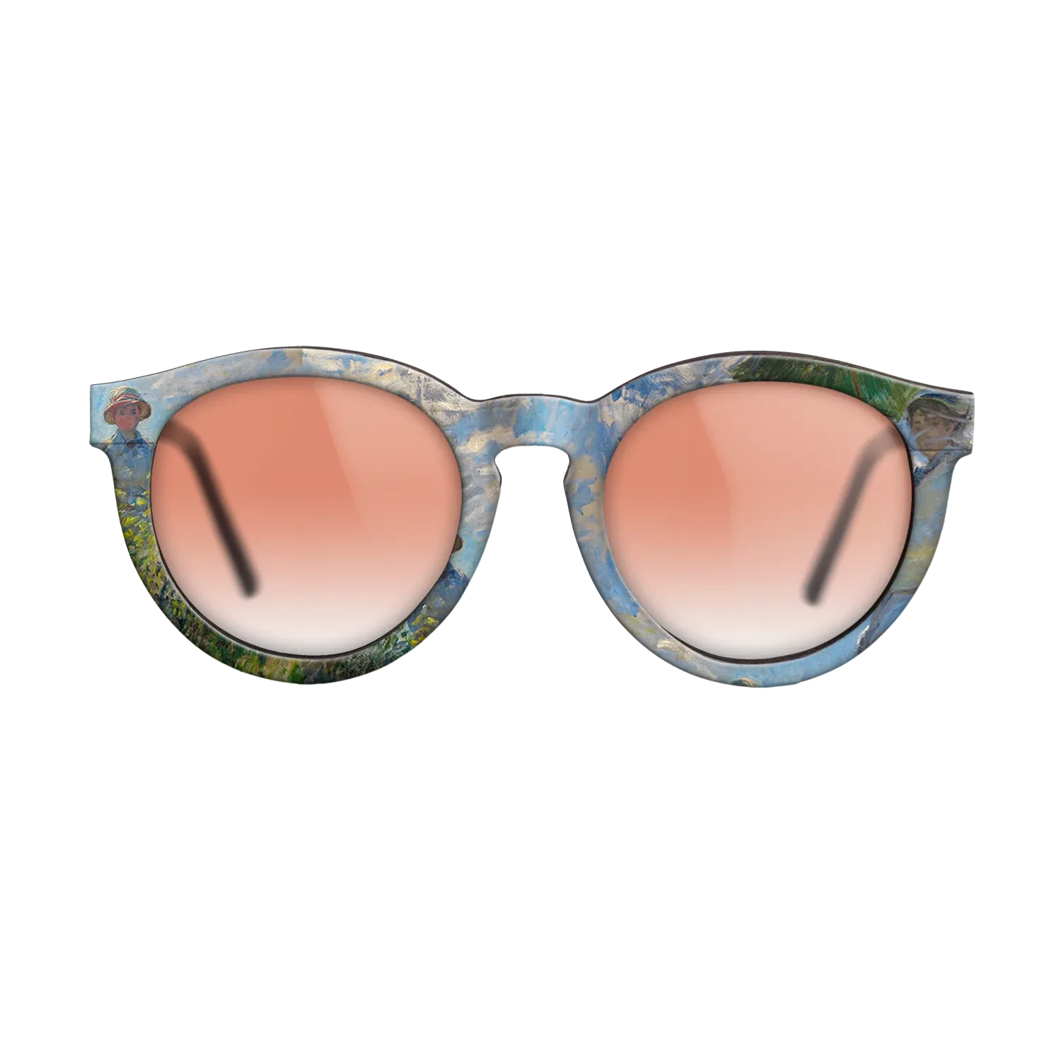 Oil Painting on Straight Grain Walnut: Rococo - The Promenade, Woman with a Parasol, 1875 - Claude Monet - The Rebel - Round - 1101 - SIRIS wood optic