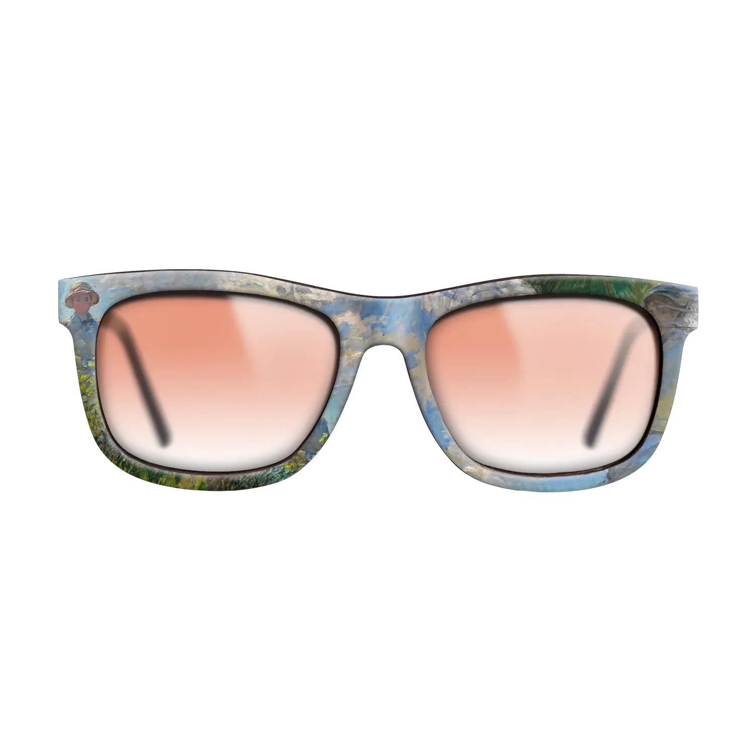 Oil Painting on Straight Grain Walnut: Rococo - The Promenade, Woman with a Parasol, 1875 - Claude Monet - The Hero - Square - 1101 - SIRIS wood optic