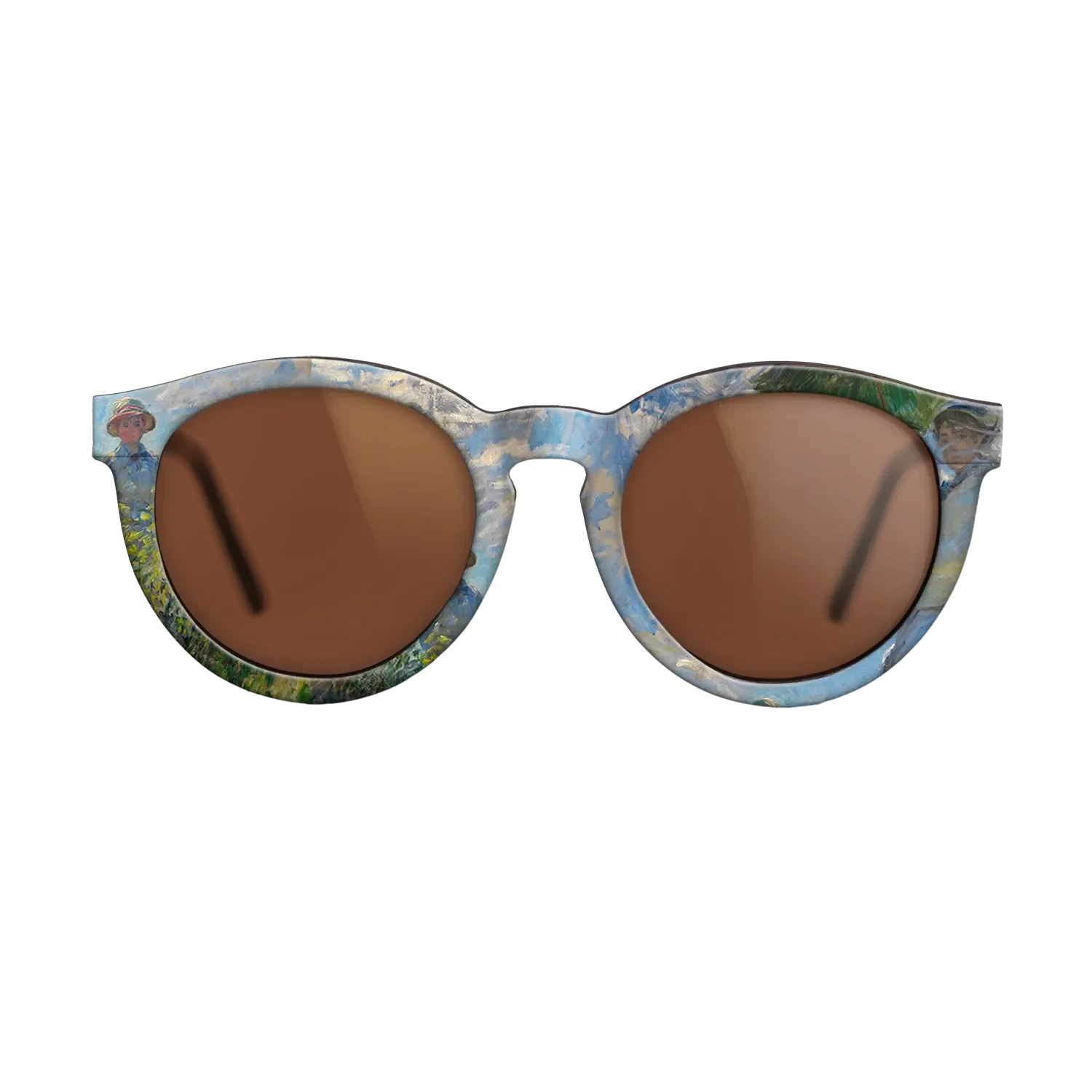 Oil Painting on Straight Grain Walnut: Rococo - The Promenade, Woman with a Parasol, 1875 - Claude Monet - The Rebel - Round - 1101 - SIRIS wood optic