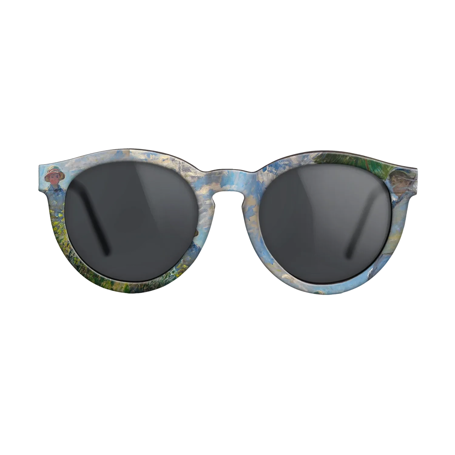 Oil Painting on Straight Grain Walnut: Rococo - The Promenade, Woman with a Parasol, 1875 - Claude Monet - The Rebel - Round - 1101 - SIRIS wood optic