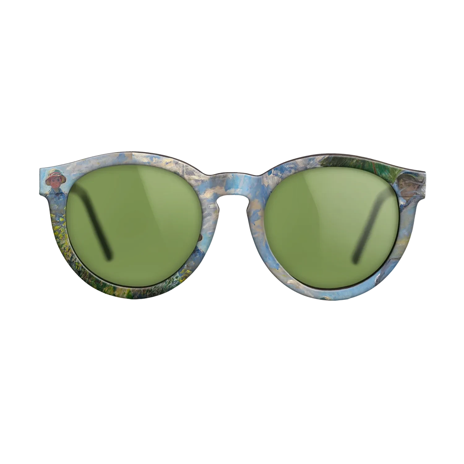 Oil Painting on Straight Grain Walnut: Rococo - The Promenade, Woman with a Parasol, 1875 - Claude Monet - The Rebel - Round - 1101 - SIRIS wood optic