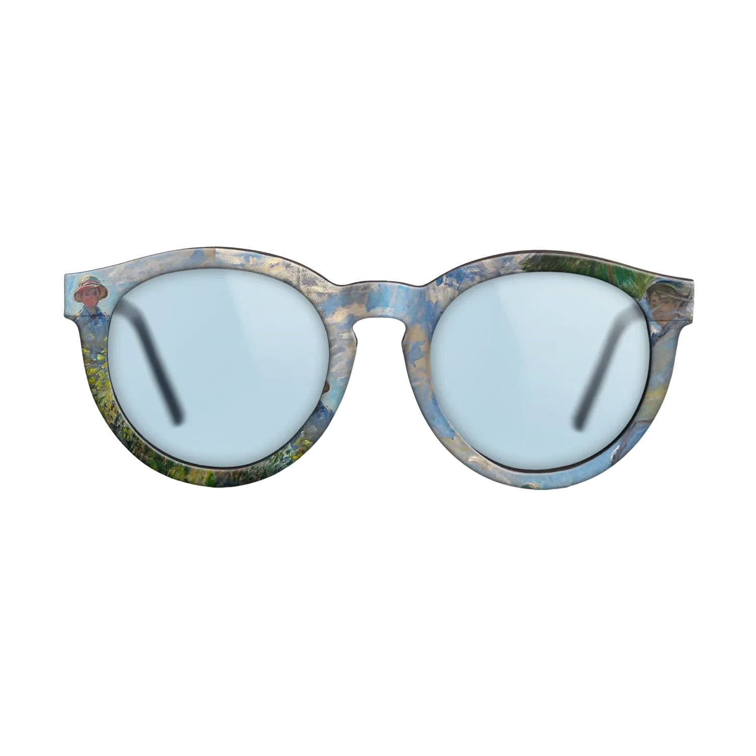 Oil Painting on Straight Grain Walnut: Rococo - The Promenade, Woman with a Parasol, 1875 - Claude Monet - The Rebel - Round - 1101 - SIRIS wood optic