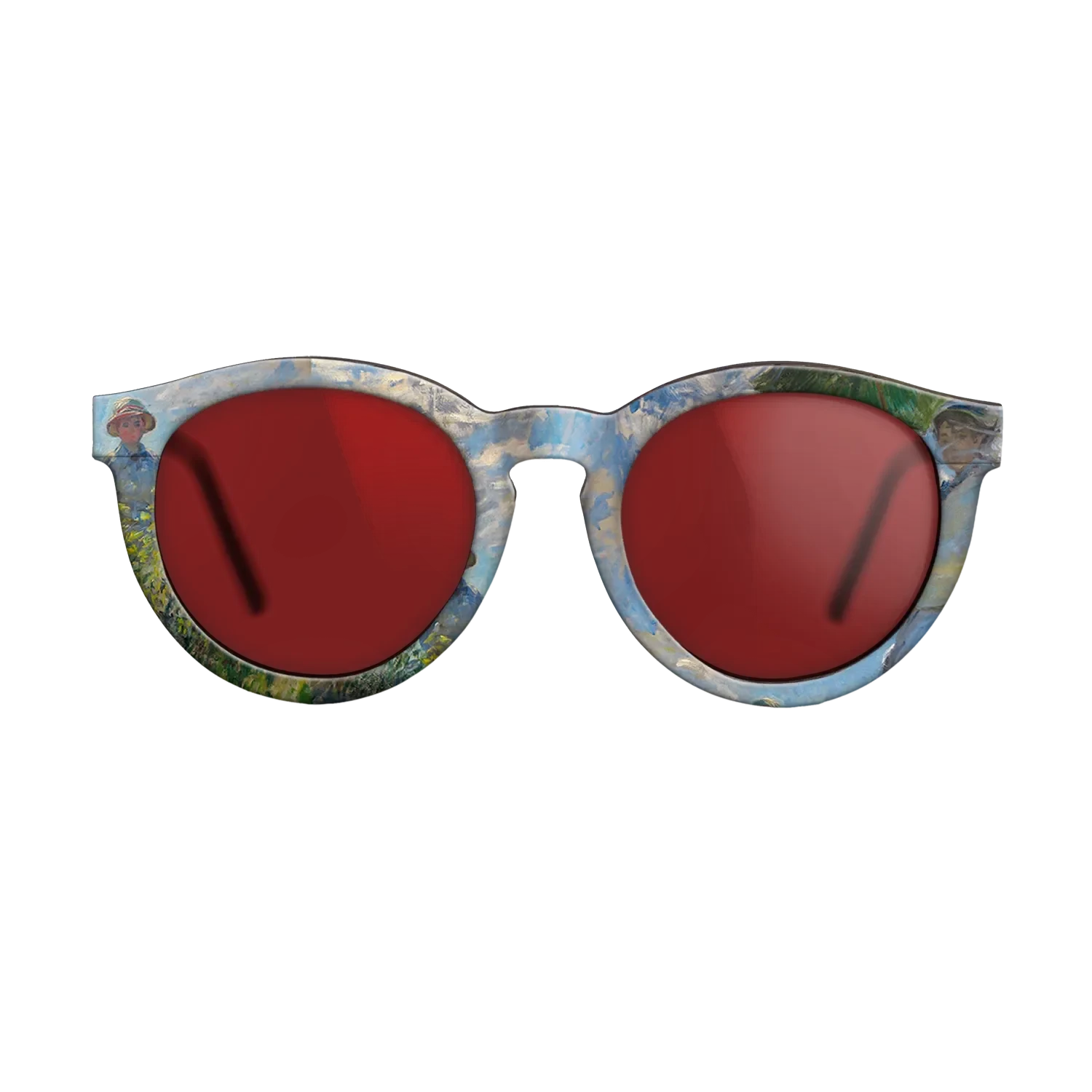 Oil Painting on Straight Grain Walnut: Rococo - The Promenade, Woman with a Parasol, 1875 - Claude Monet - The Rebel - Round - 1101 - SIRIS wood optic