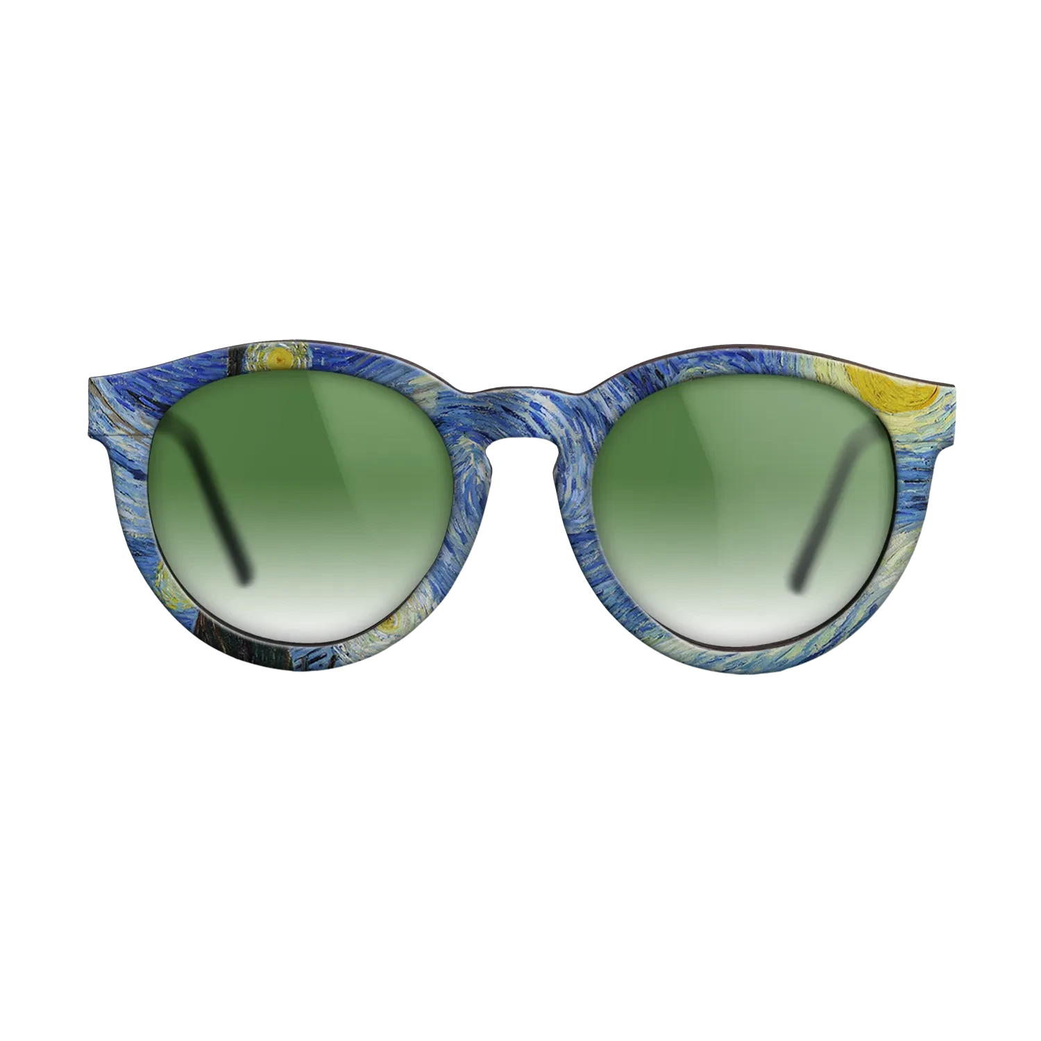 Oil Painting on Straight Grain Walnut: Rococo - The Starry Night, 1889 - Vincent van Gogh 2 - The Rebel - Round - 1837 - SIRIS wood optic