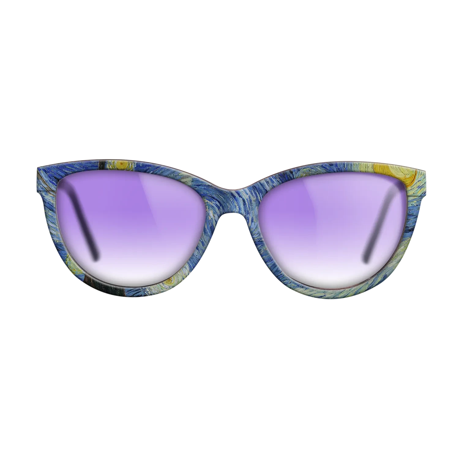 Oil Painting on Straight Grain Walnut: Rococo - The Starry Night, 1889 - Vincent van Gogh 2 - The Maiden - Cat - 1837 - SIRIS wood optic