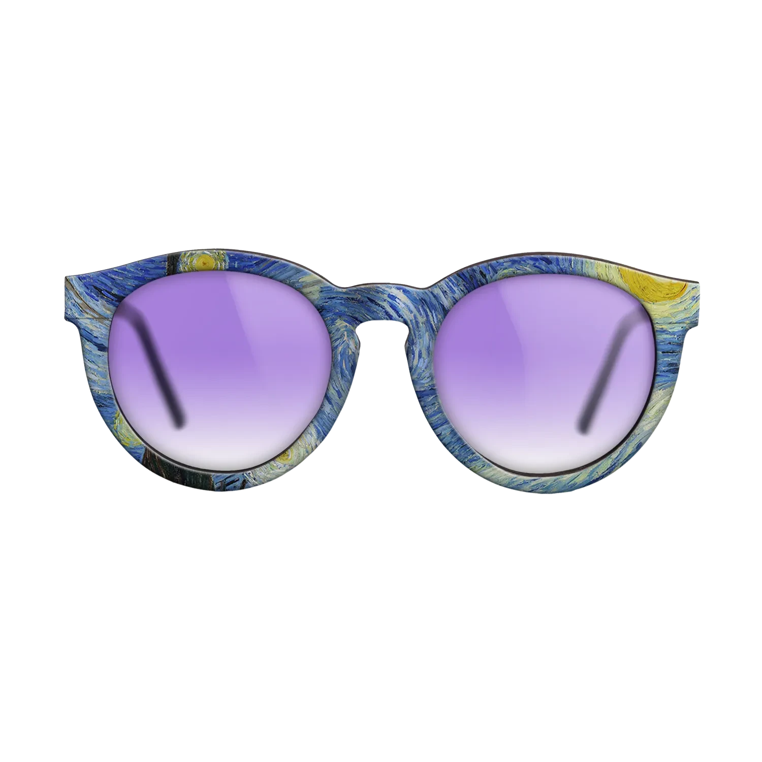 Oil Painting on Straight Grain Walnut: Rococo - The Starry Night, 1889 - Vincent van Gogh 2 - The Rebel - Round - 1837 - SIRIS wood optic