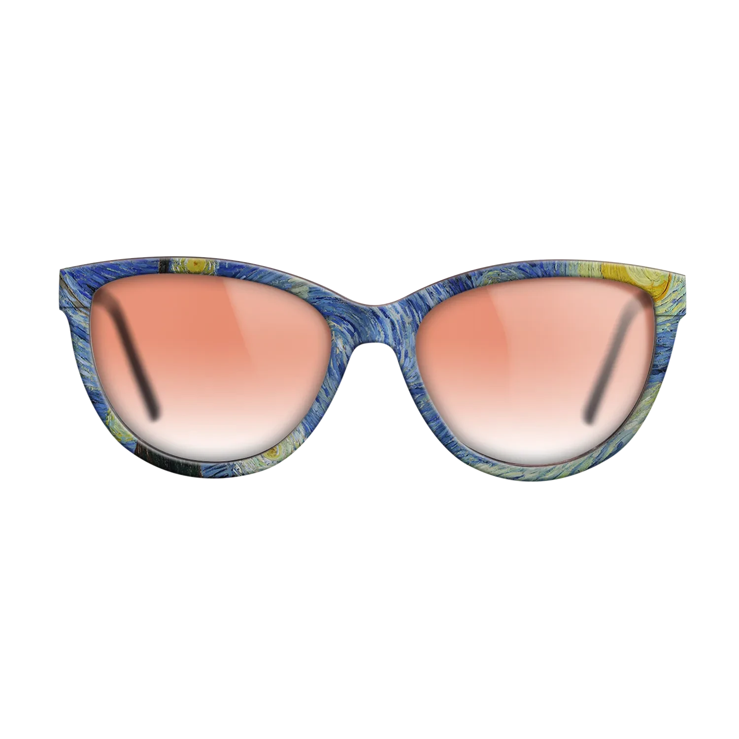 Oil Painting on Straight Grain Walnut: Rococo - The Starry Night, 1889 - Vincent van Gogh 2 - The Maiden - Cat - 1837 - SIRIS wood optic