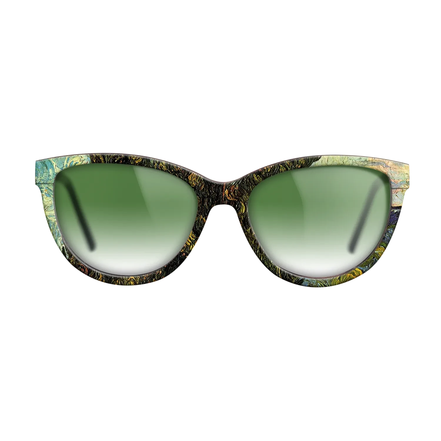 Oil Painting on Straight Grain Walnut: Rococo - Two Cypresses, 1889 - Vincent van Gogh - The Maiden - Cat - 1310 - SIRIS wood optic