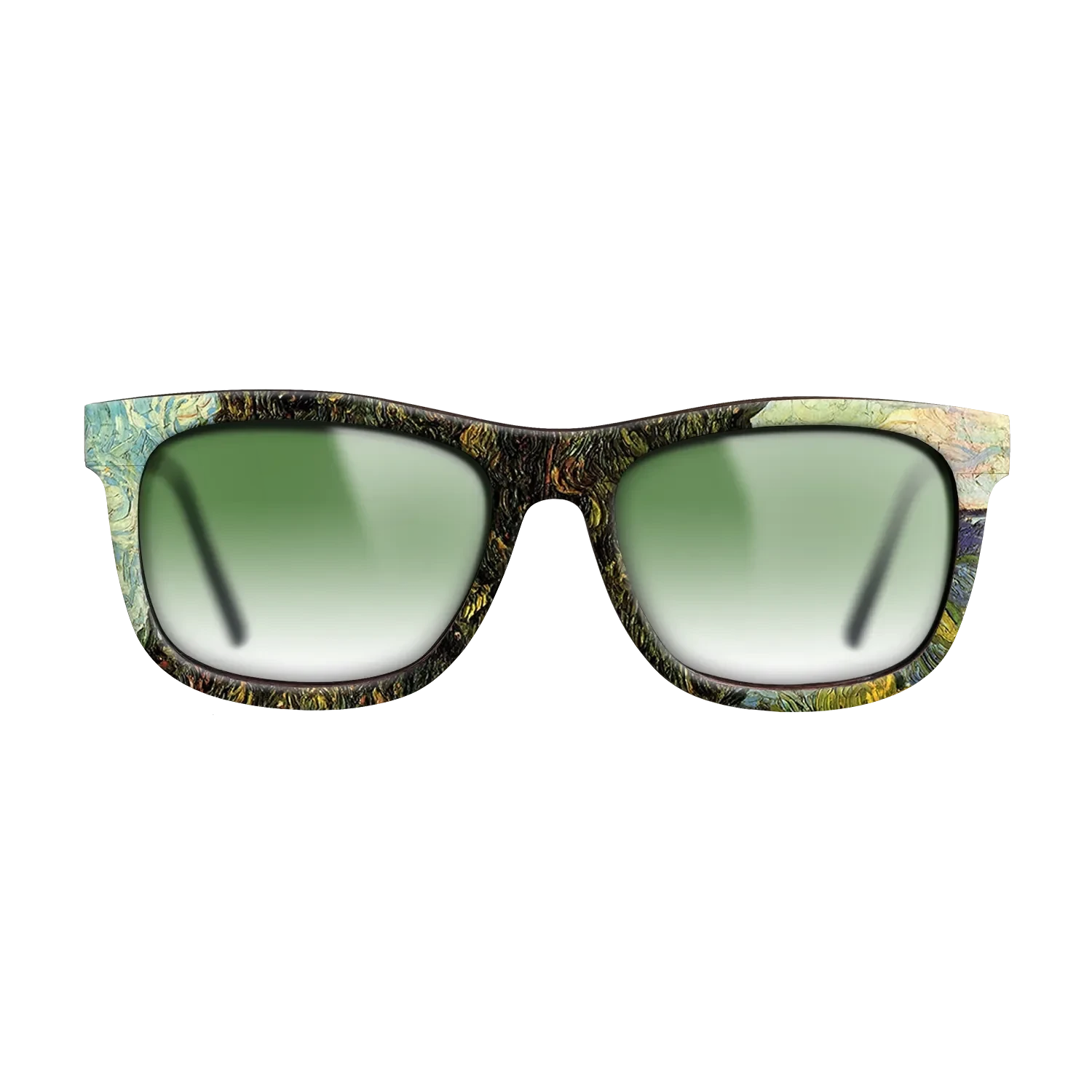 Oil Painting on Straight Grain Walnut: Rococo - Two Cypresses, 1889 - Vincent van Gogh - The Hero - Square - 1310 - SIRIS wood optic