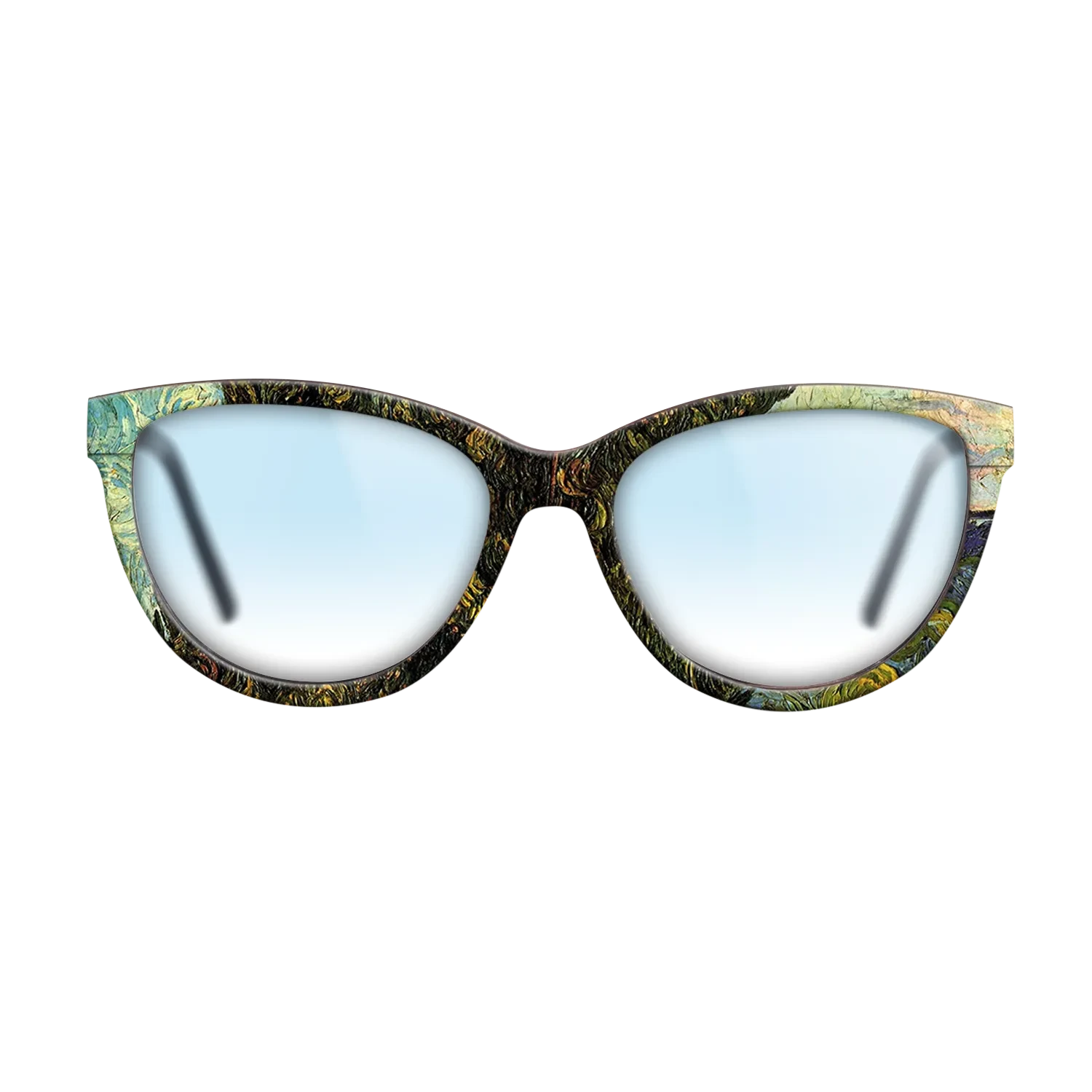 Oil Painting on Straight Grain Walnut: Rococo - Two Cypresses, 1889 - Vincent van Gogh - The Maiden - Cat - 1310 - SIRIS wood optic