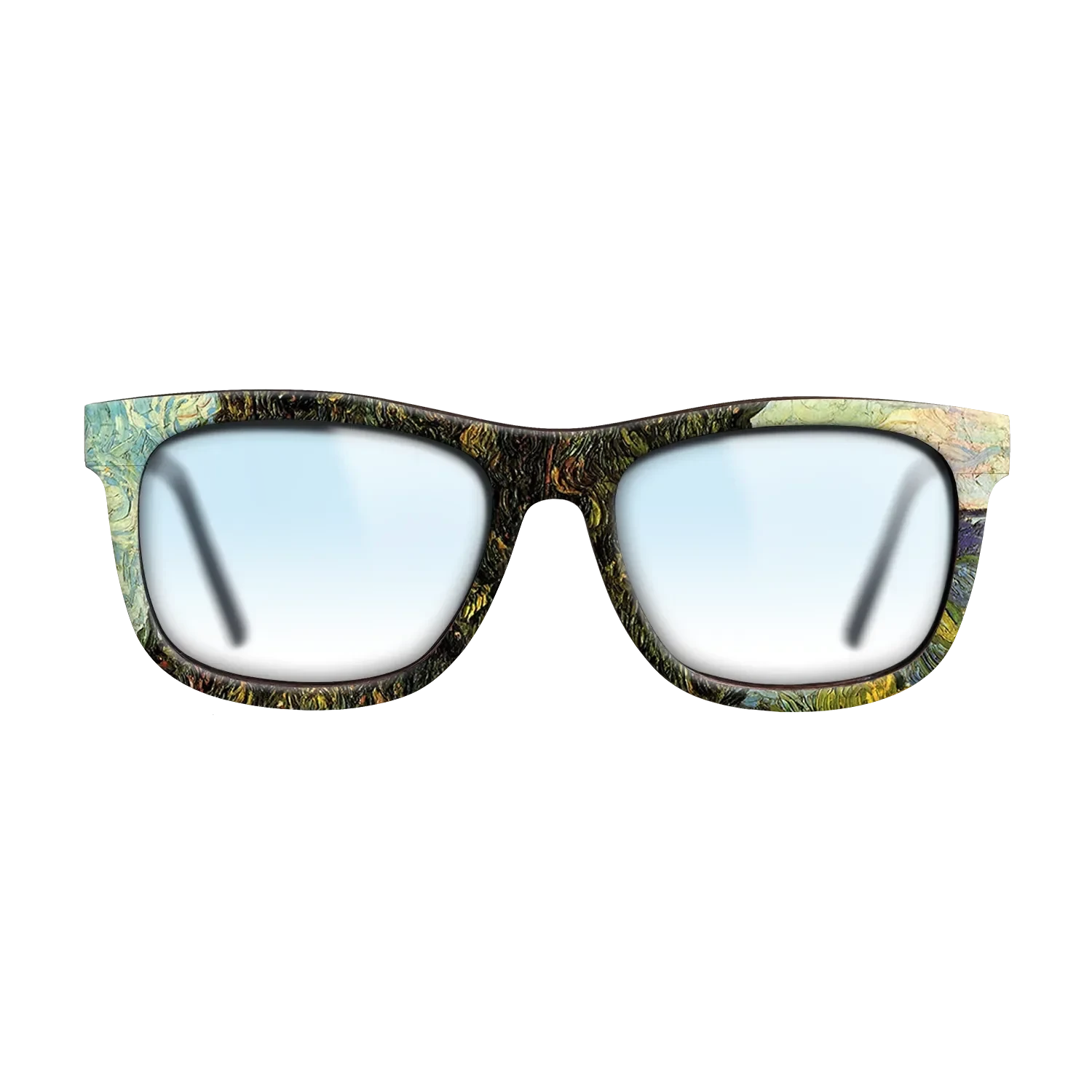 Oil Painting on Straight Grain Walnut: Rococo - Two Cypresses, 1889 - Vincent van Gogh - The Hero - Square - 1310 - SIRIS wood optic