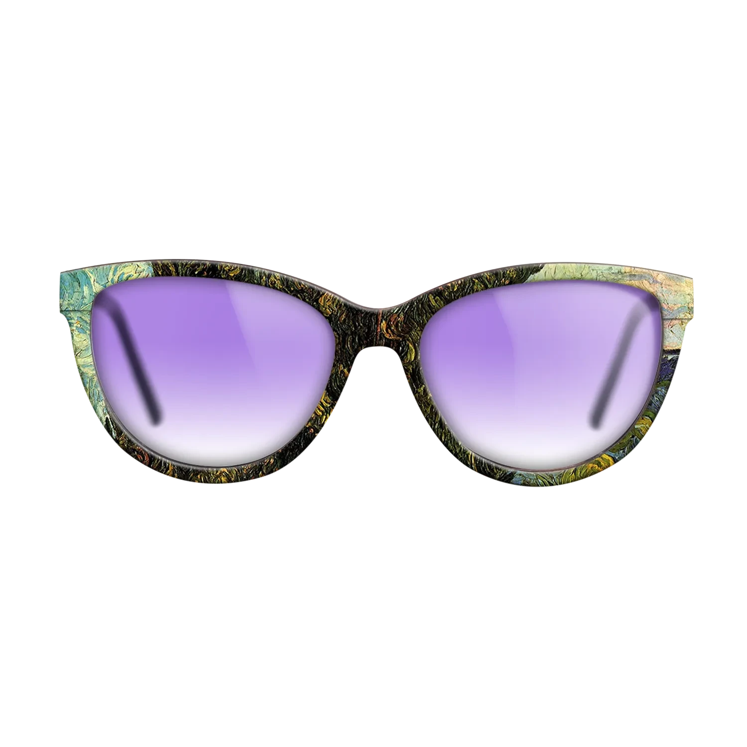 Oil Painting on Straight Grain Walnut: Rococo - Two Cypresses, 1889 - Vincent van Gogh - The Maiden - Cat - 1310 - SIRIS wood optic