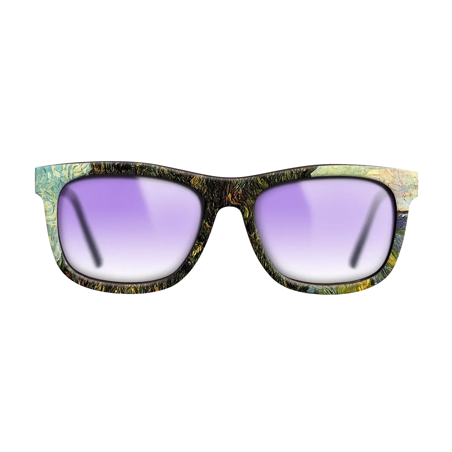 Oil Painting on Straight Grain Walnut: Rococo - Two Cypresses, 1889 - Vincent van Gogh - The Hero - Square - 1310 - SIRIS wood optic