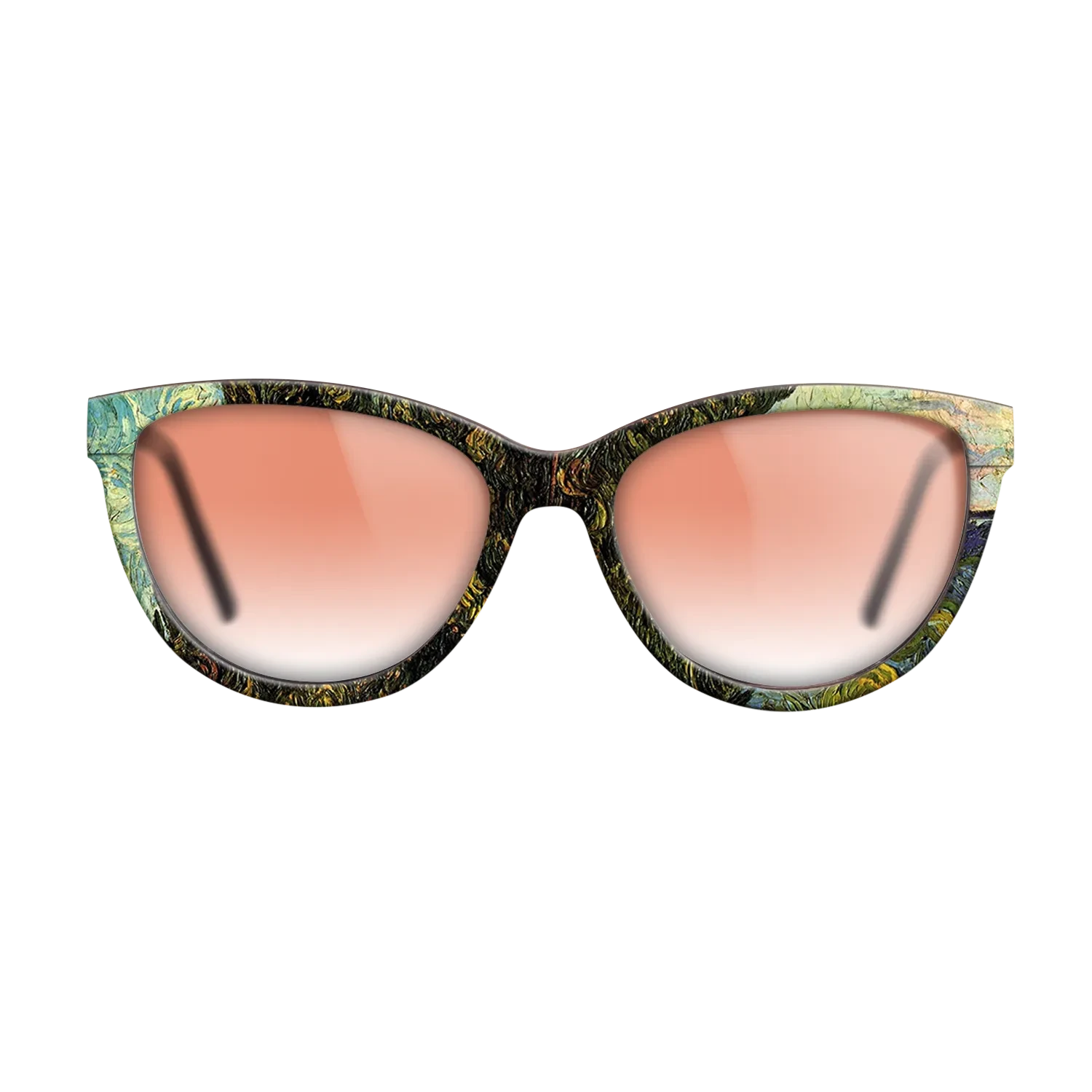 Oil Painting on Straight Grain Walnut: Rococo - Two Cypresses, 1889 - Vincent van Gogh - The Maiden - Cat - 1310 - SIRIS wood optic