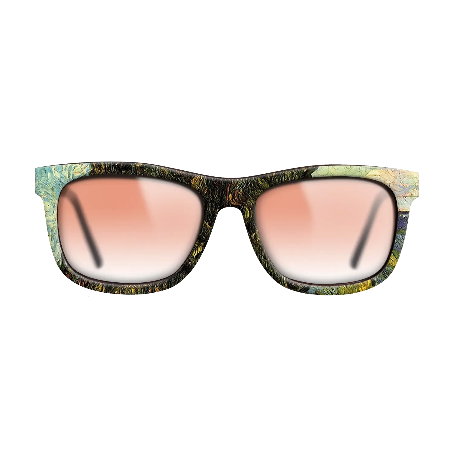 Oil Painting on Straight Grain Walnut: Rococo - Two Cypresses, 1889 - Vincent van Gogh - The Hero - Square - 1310 - SIRIS wood optic