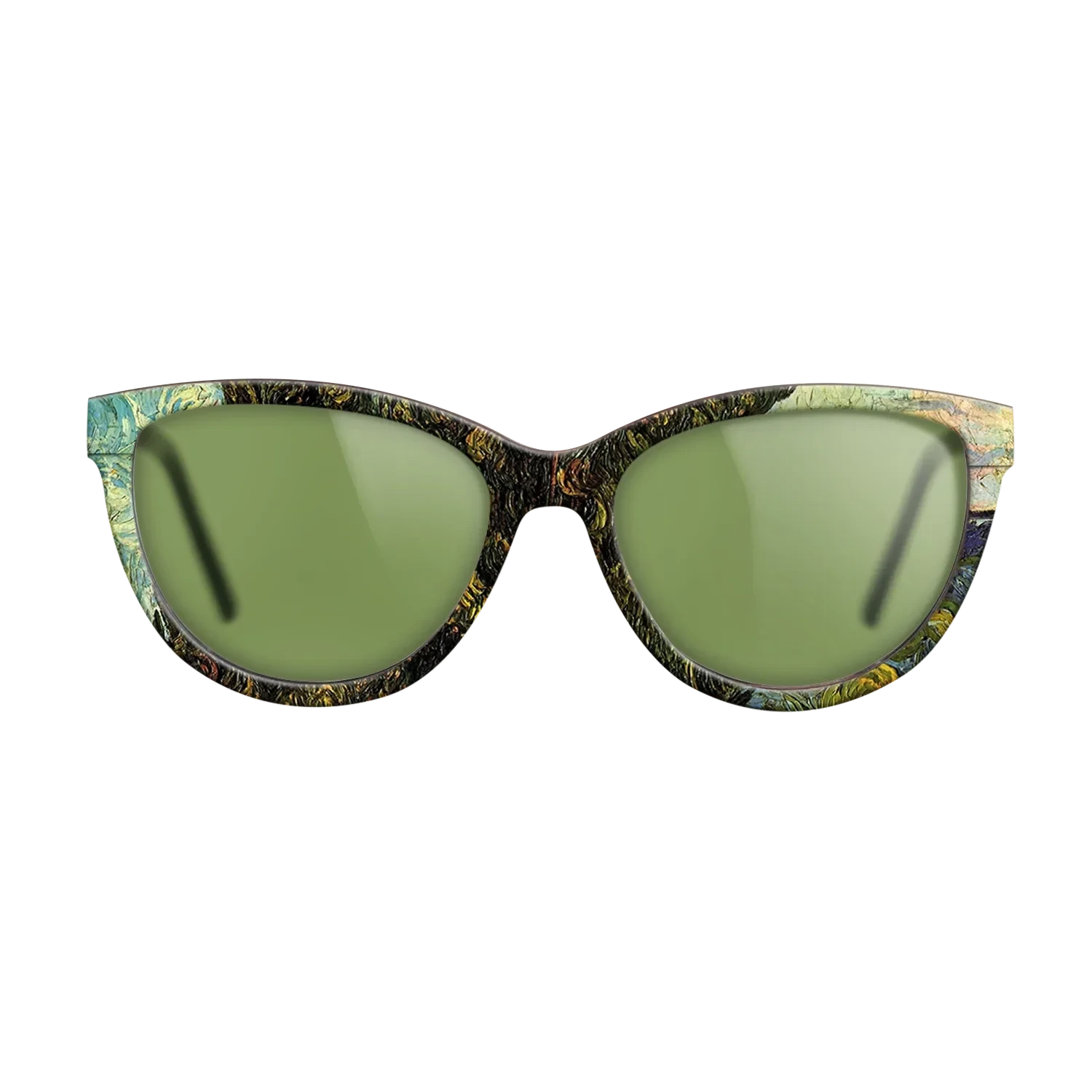 Oil Painting on Straight Grain Walnut: Rococo - Two Cypresses, 1889 - Vincent van Gogh - The Maiden - Cat - 1310 - SIRIS wood optic