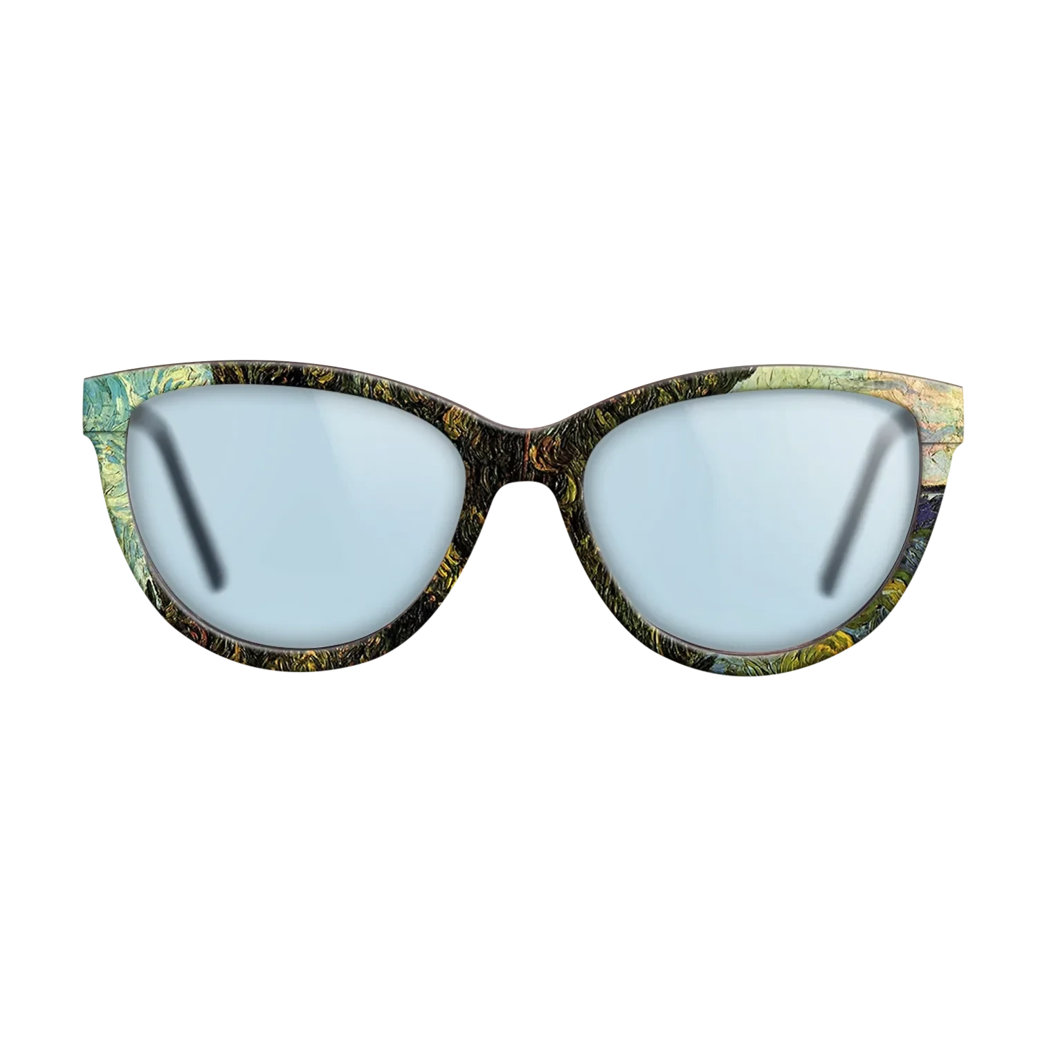 Oil Painting on Straight Grain Walnut: Rococo - Two Cypresses, 1889 - Vincent van Gogh - The Maiden - Cat - 1310 - SIRIS wood optic