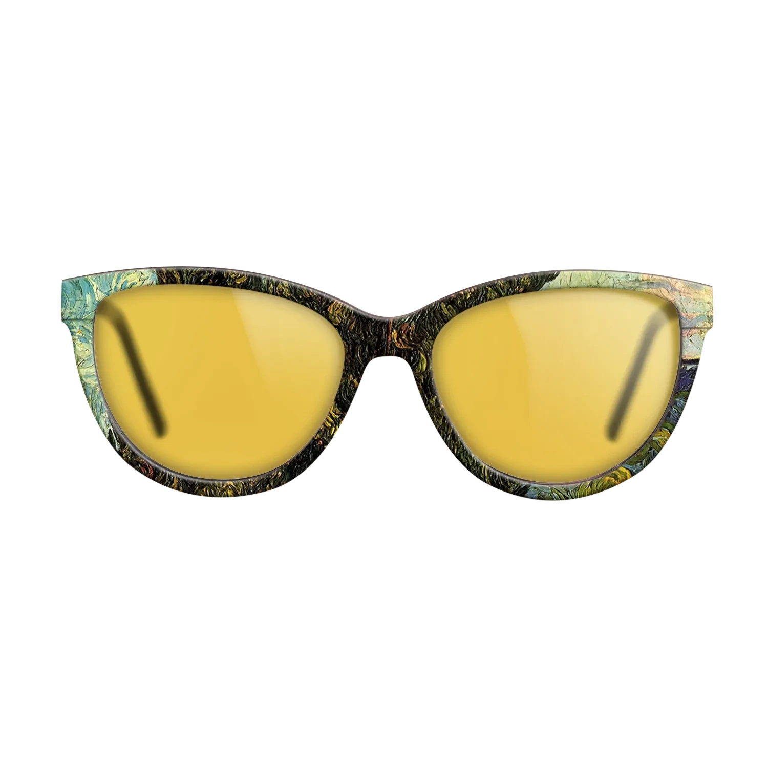 Oil Painting on Straight Grain Walnut: Rococo - Two Cypresses, 1889 - Vincent van Gogh - The Maiden - Cat - 1310 - SIRIS wood optic