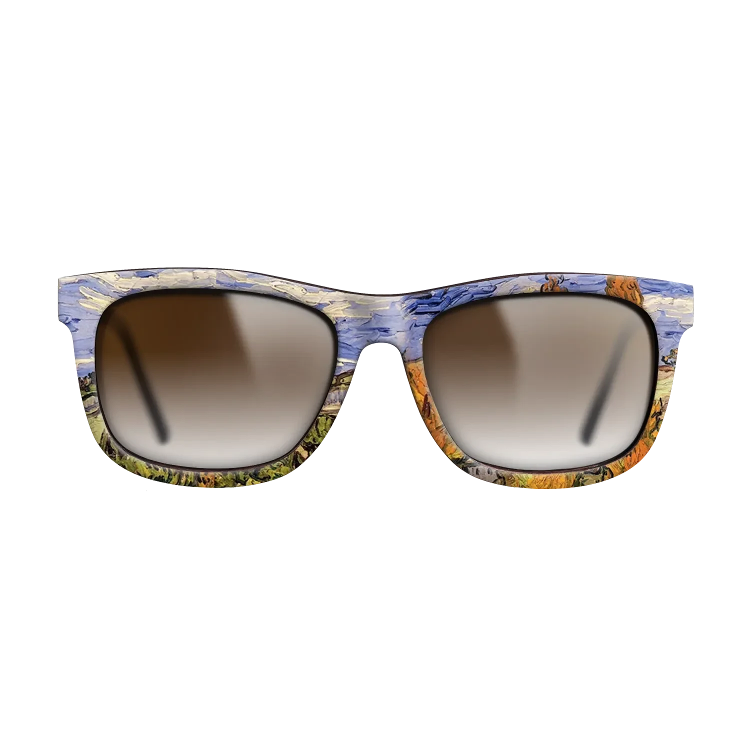 Oil Painting on Straight Grain Walnut: Rococo - Two Poplars on a Hill, 1889 - Vincent van Gogh - The Hero - Square - 1372 - SIRIS wood optic