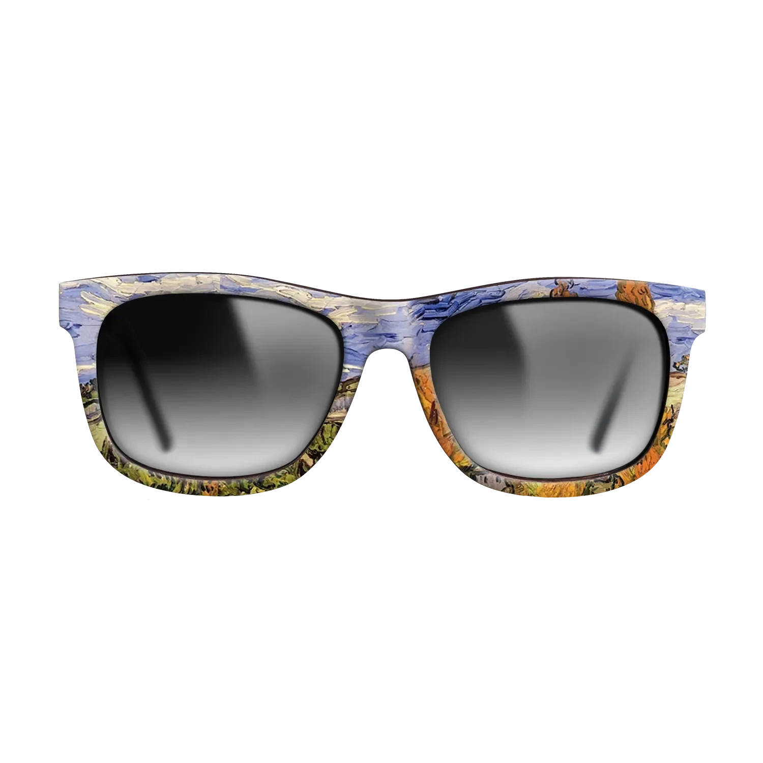 Oil Painting on Straight Grain Walnut: Rococo - Two Poplars on a Hill, 1889 - Vincent van Gogh - The Hero - Square - 1372 - SIRIS wood optic