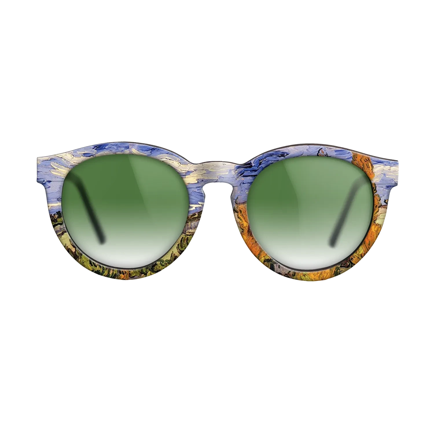 Oil Painting on Straight Grain Walnut: Rococo - Two Poplars on a Hill, 1889 - Vincent van Gogh - The Rebel - Round - 1372 - SIRIS wood optic