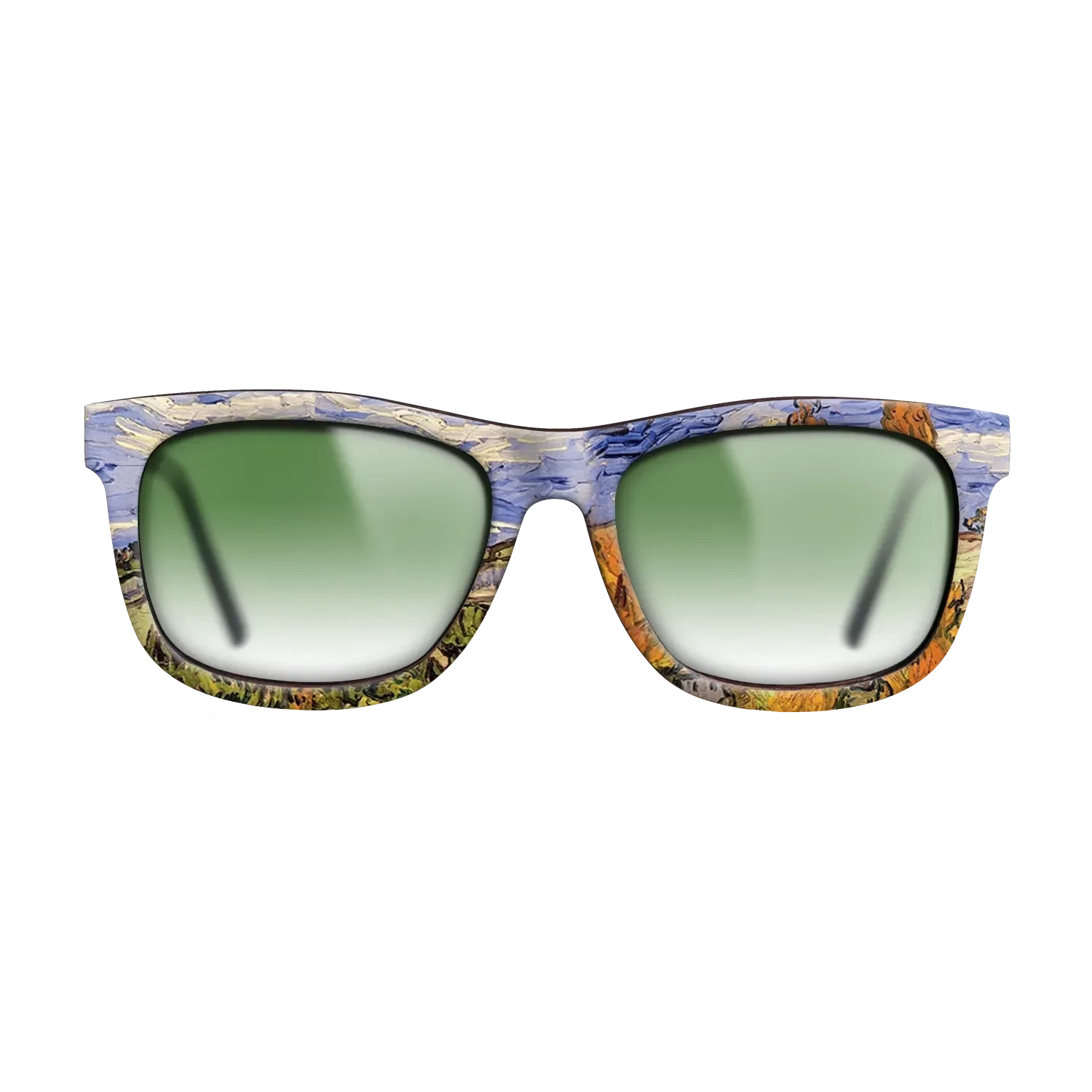 Oil Painting on Straight Grain Walnut: Rococo - Two Poplars on a Hill, 1889 - Vincent van Gogh - The Hero - Square - 1372 - SIRIS wood optic