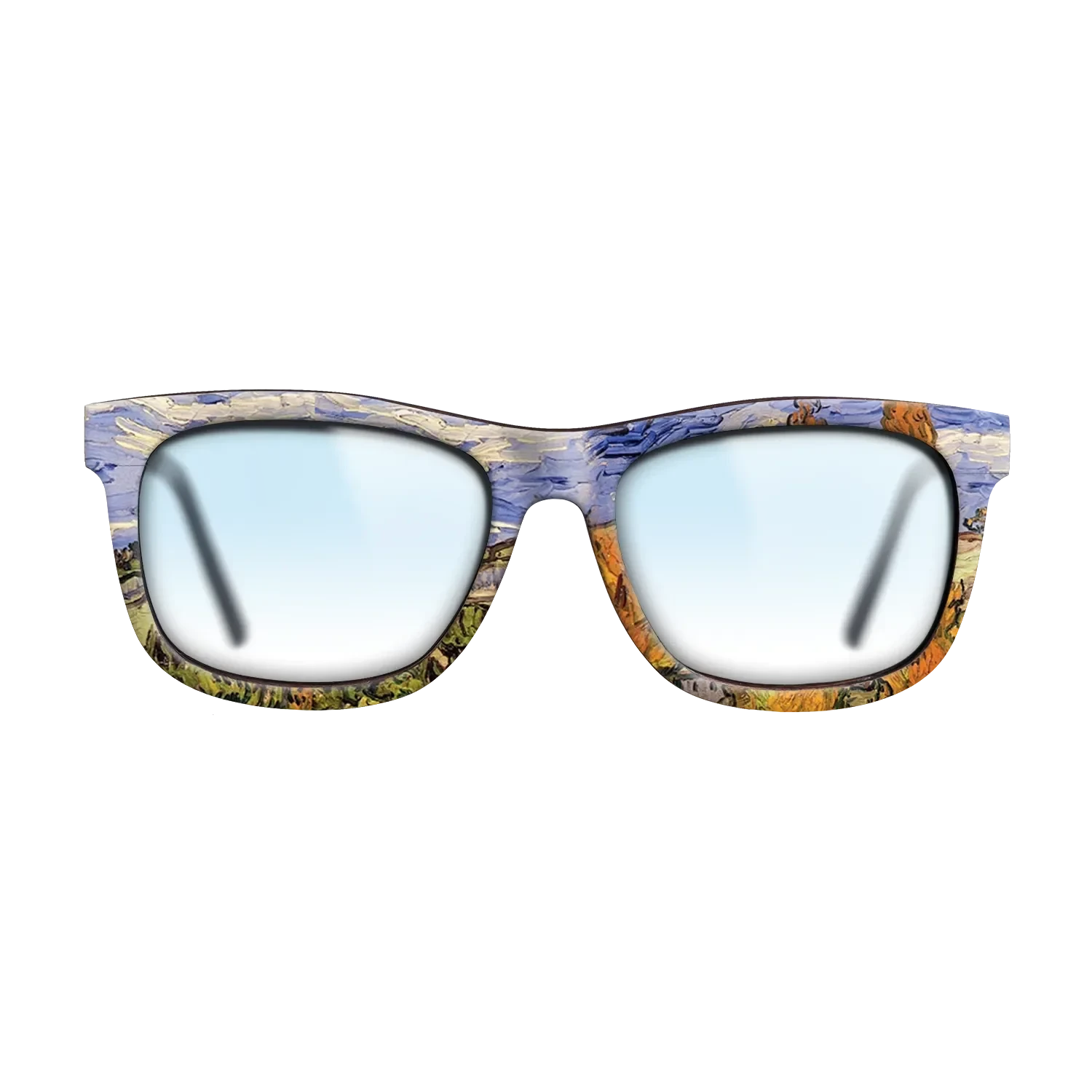 Oil Painting on Straight Grain Walnut: Rococo - Two Poplars on a Hill, 1889 - Vincent van Gogh - The Hero - Square - 1372 - SIRIS wood optic