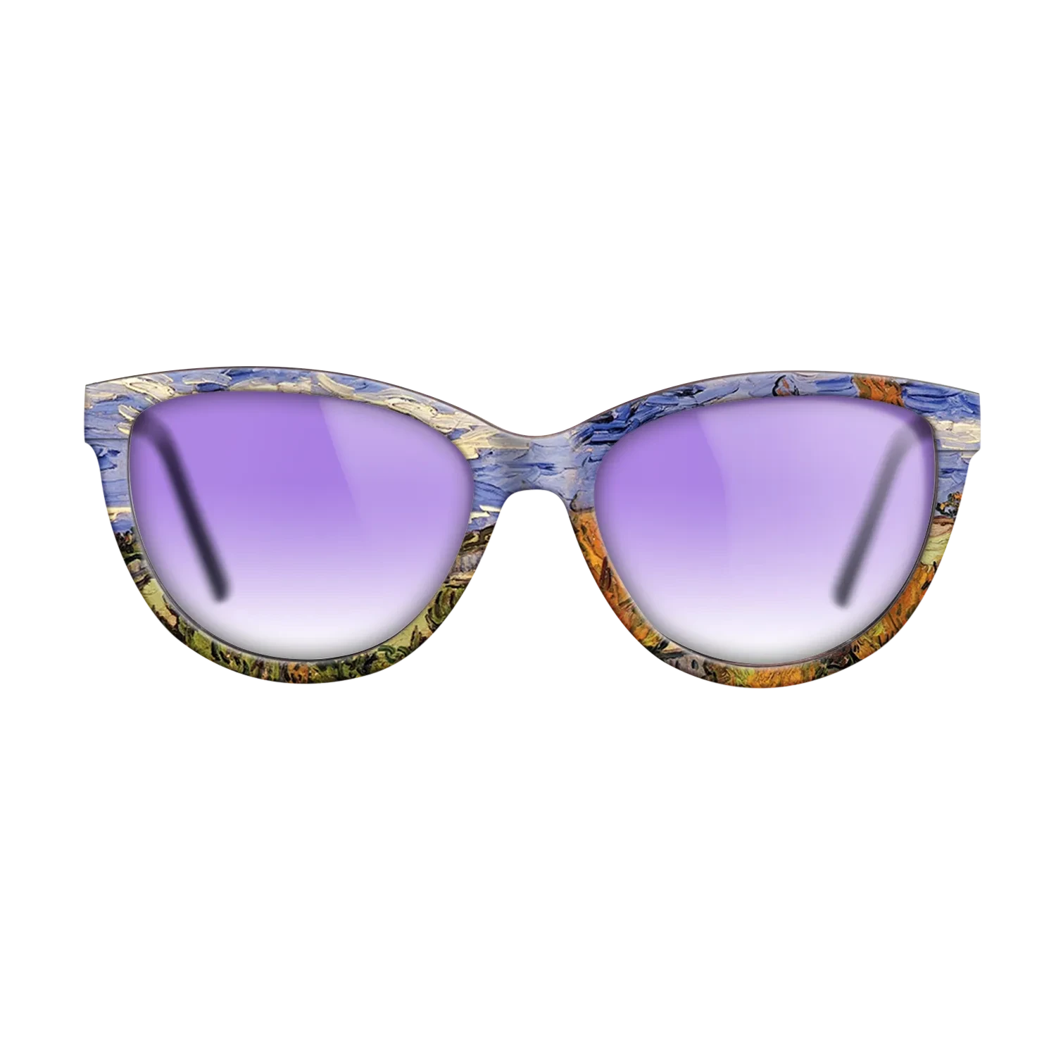 Oil Painting on Straight Grain Walnut: Rococo - Two Poplars on a Hill, 1889 - Vincent van Gogh - The Maiden - Cat - 1372 - SIRIS wood optic